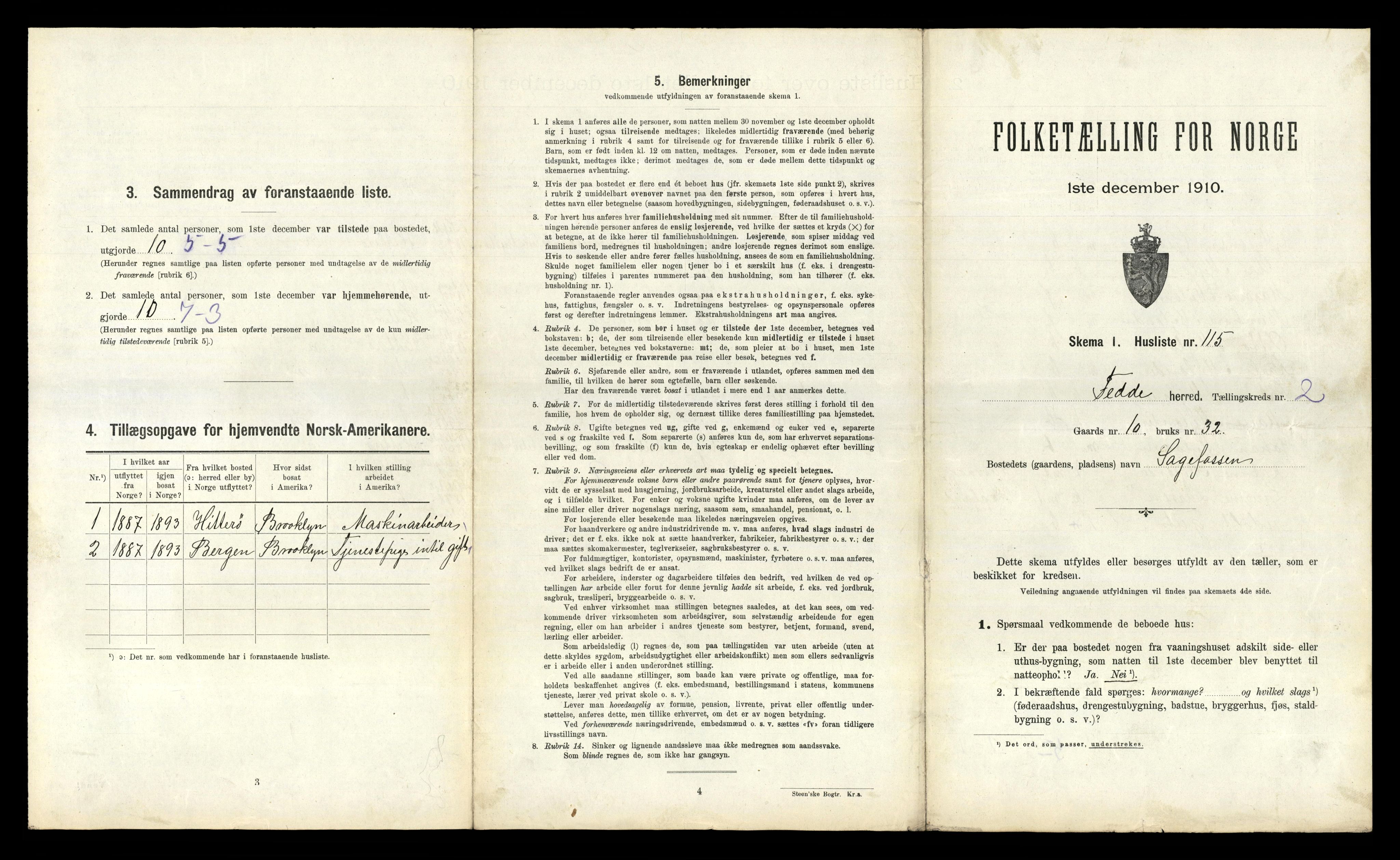 RA, 1910 census for Feda, 1910, p. 317