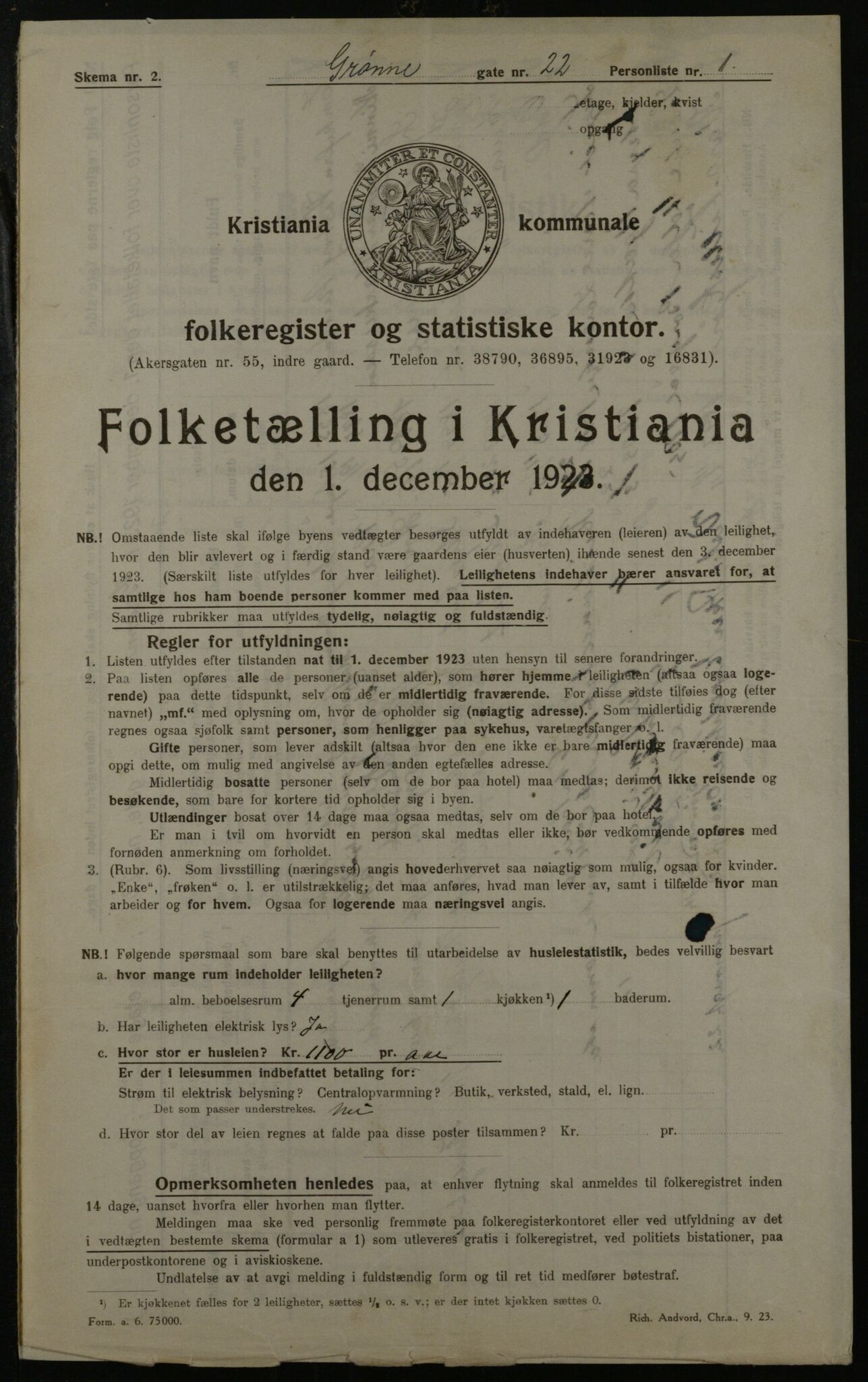 OBA, Municipal Census 1923 for Kristiania, 1923, p. 36264