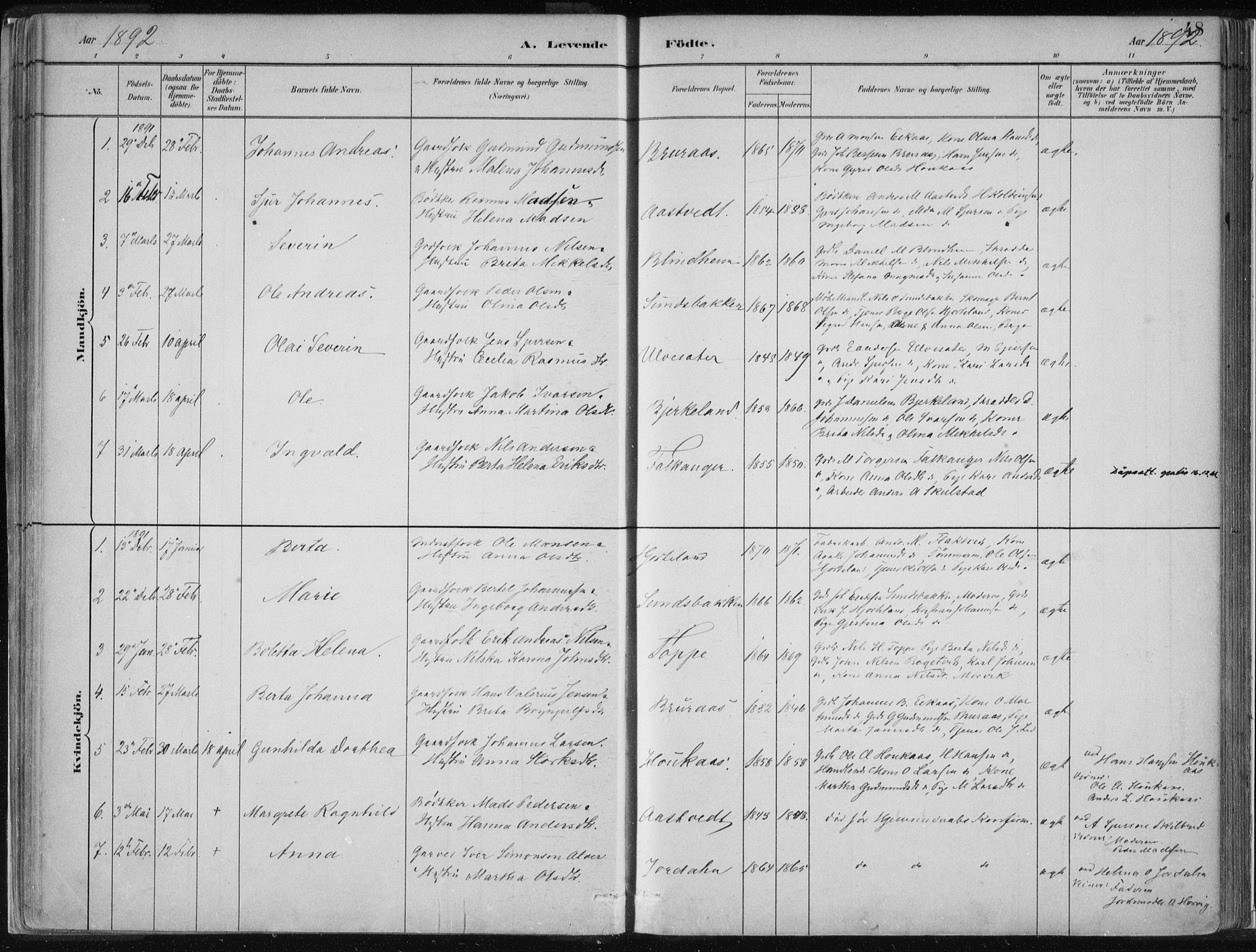 Hamre sokneprestembete, SAB/A-75501/H/Ha/Haa/Haad/L0001: Parish register (official) no. D  1, 1882-1906, p. 48