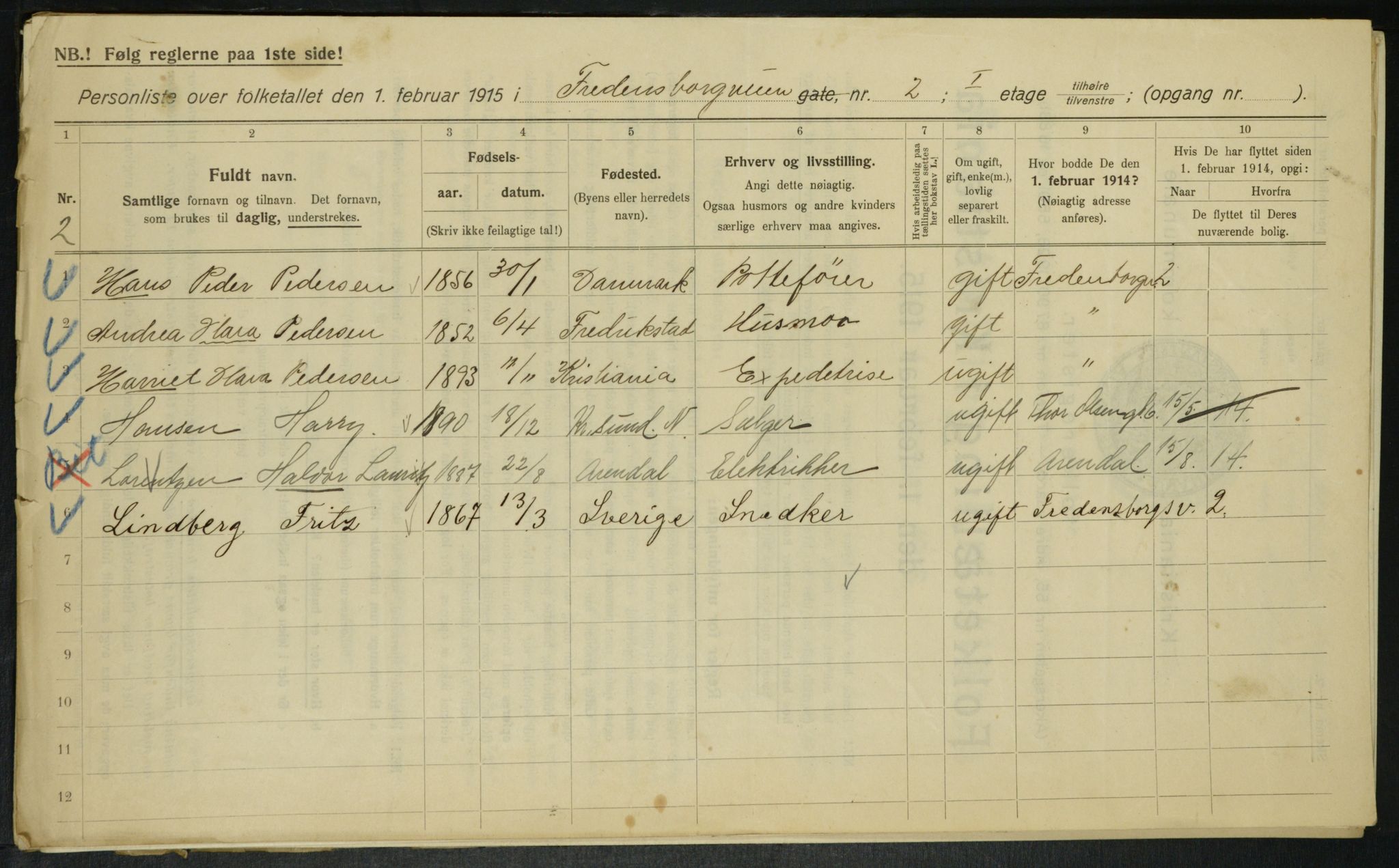 OBA, Municipal Census 1915 for Kristiania, 1915, p. 25040