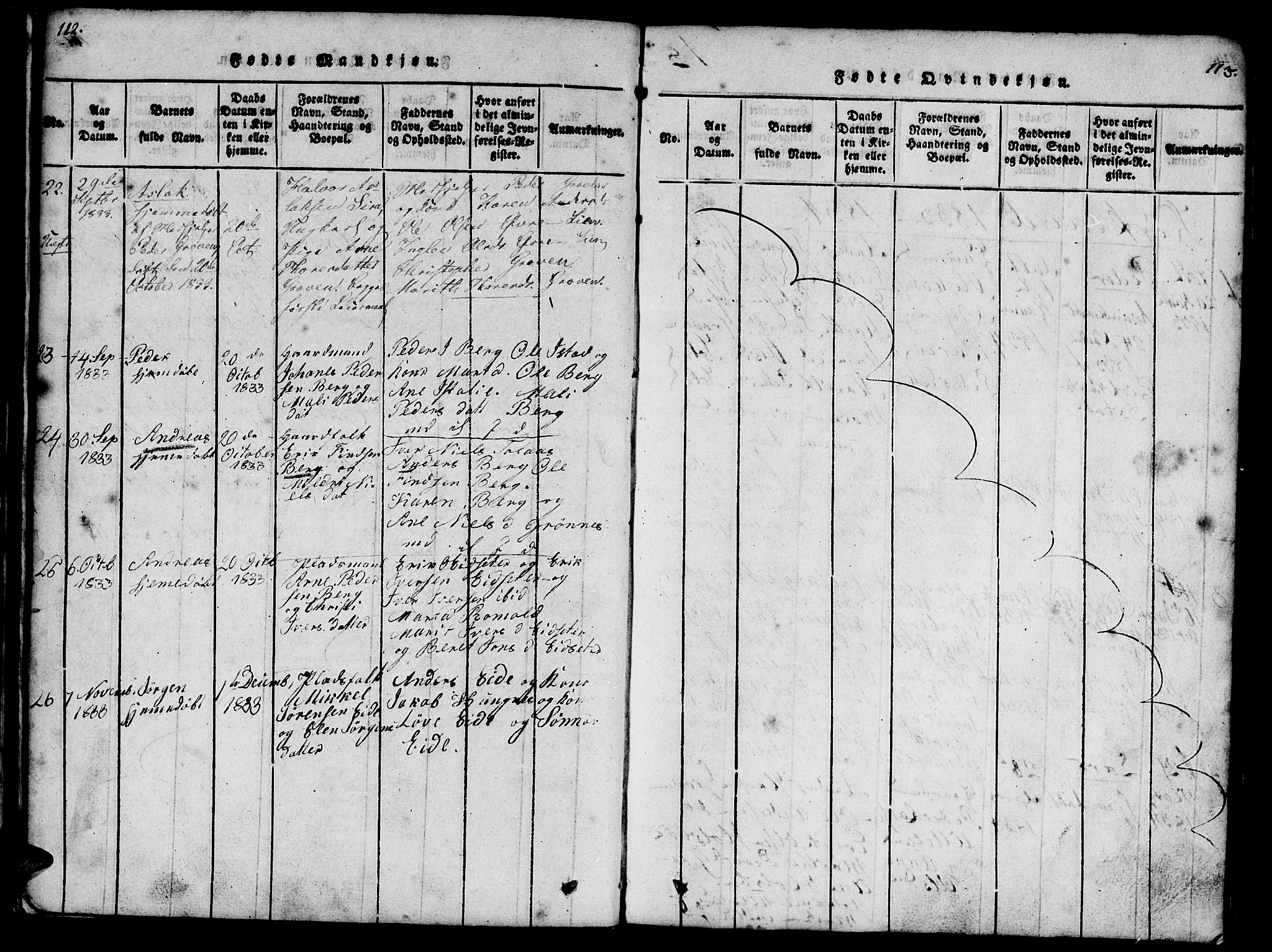 Ministerialprotokoller, klokkerbøker og fødselsregistre - Møre og Romsdal, AV/SAT-A-1454/557/L0679: Parish register (official) no. 557A01, 1818-1843, p. 112-113