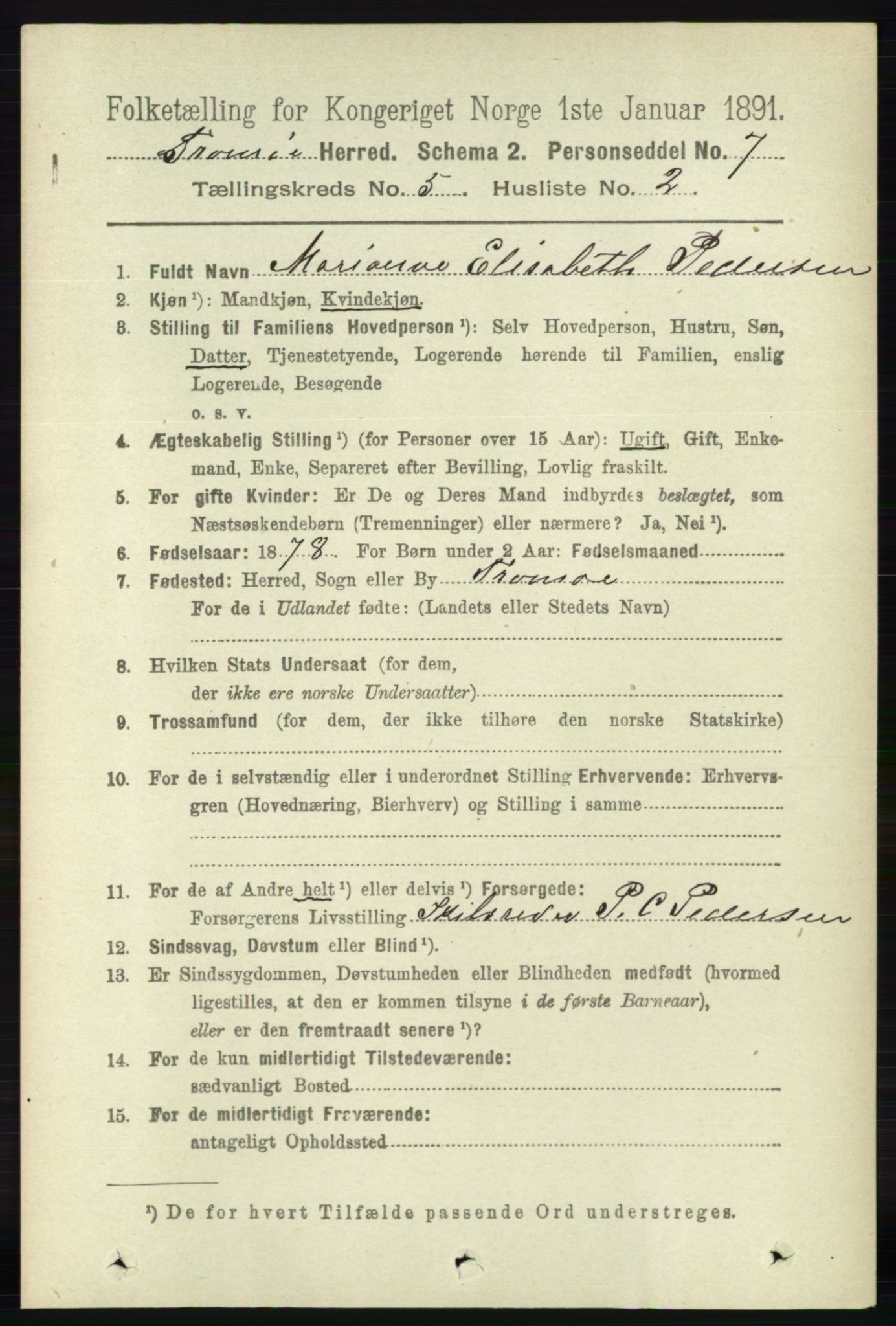 RA, 1891 census for 0921 Tromøy, 1891, p. 2207