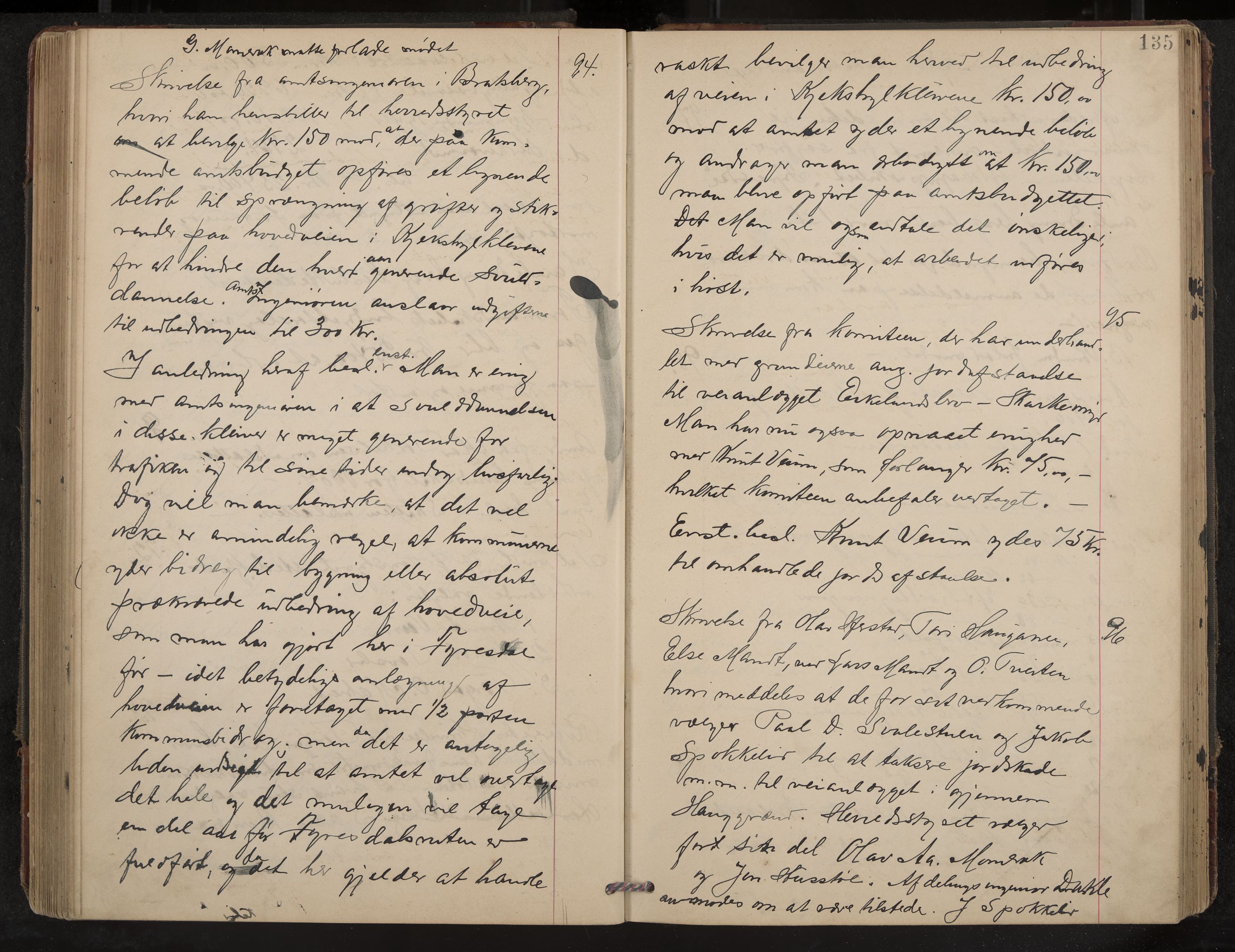 Fyresdal formannskap og sentraladministrasjon, IKAK/0831021-1/Aa/L0004: Møtebok, 1903-1911, p. 135