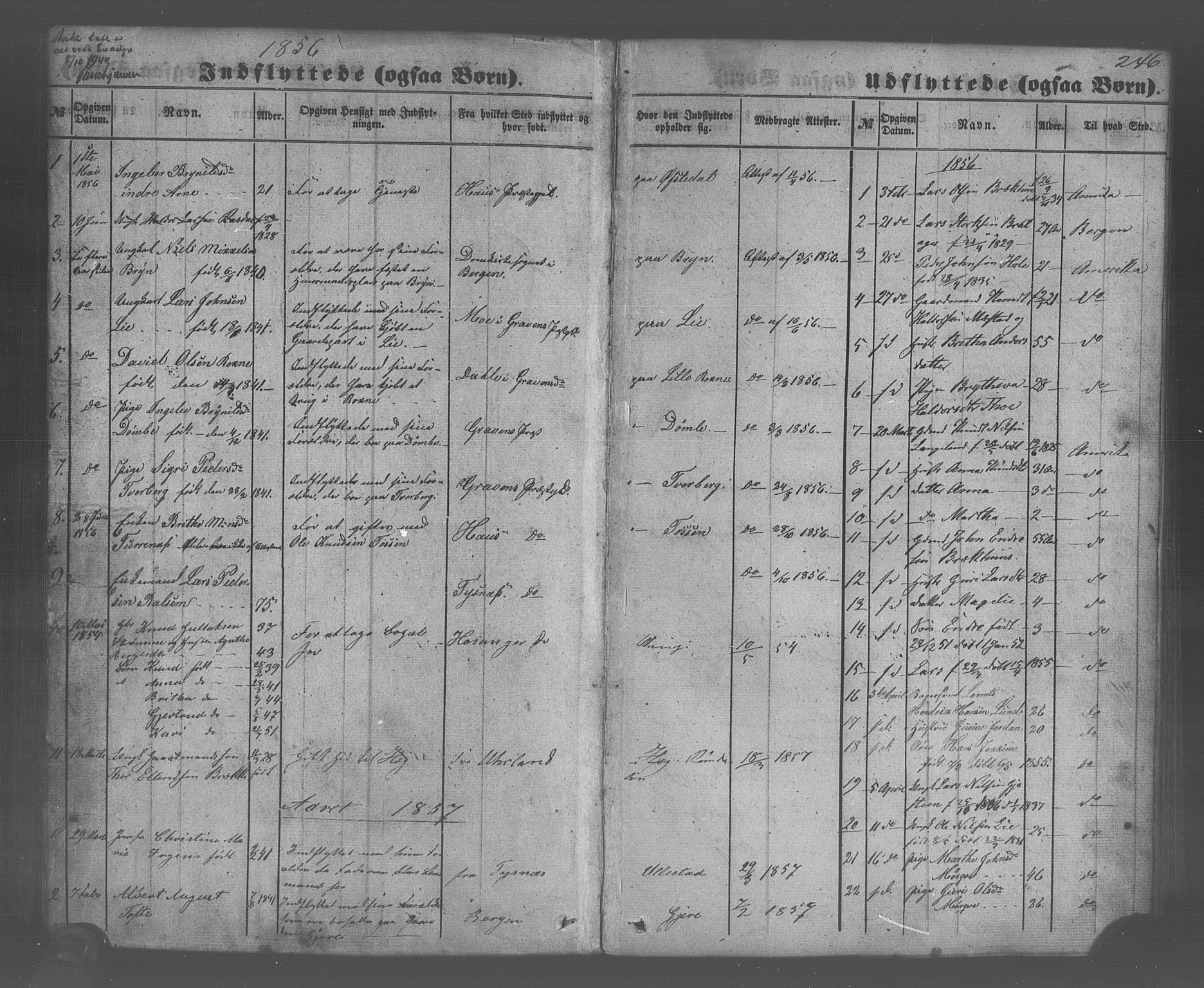 Voss sokneprestembete, SAB/A-79001/H/Haa: Parish register (official) no. A 20, 1855-1886, p. 246