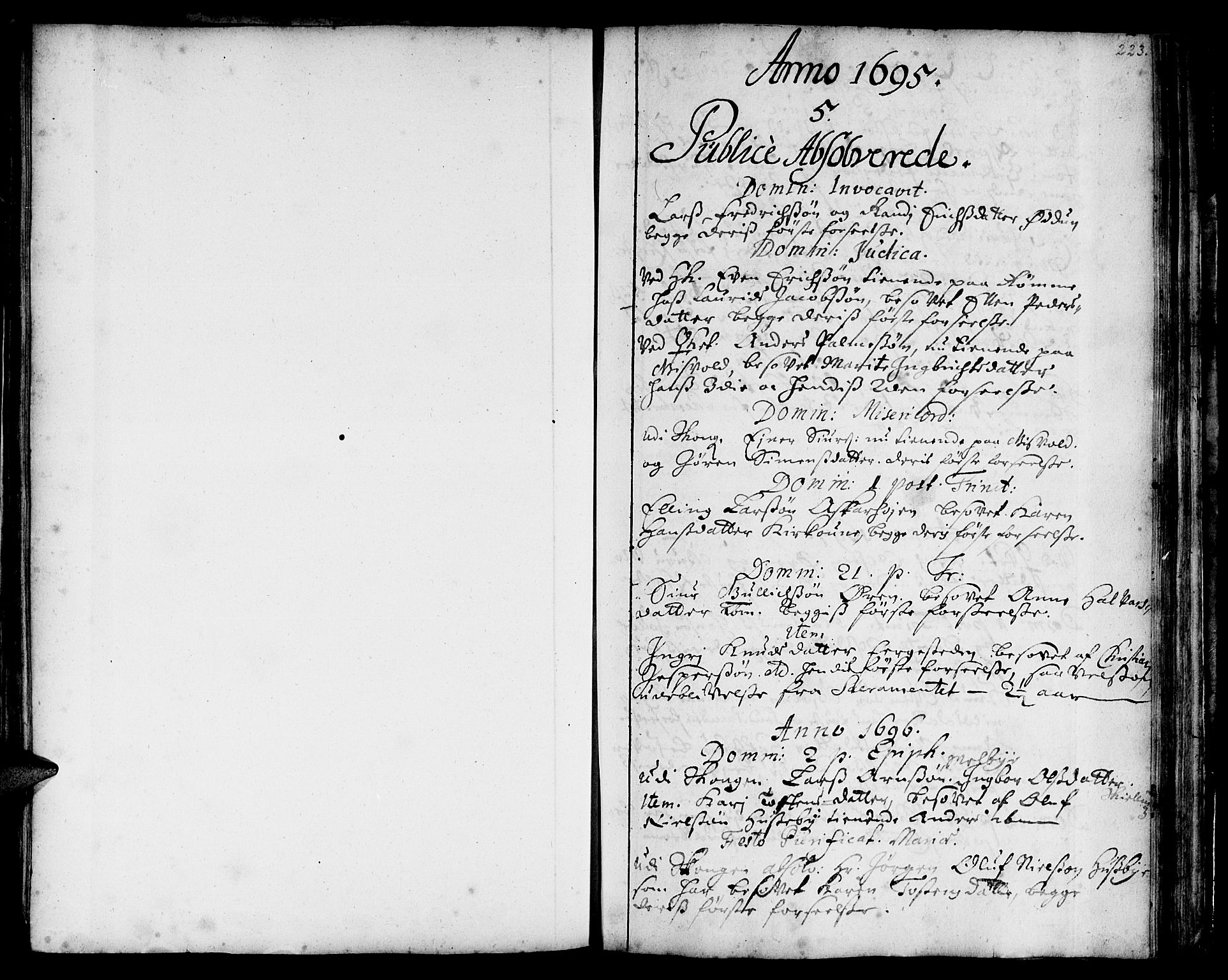 Ministerialprotokoller, klokkerbøker og fødselsregistre - Sør-Trøndelag, SAT/A-1456/668/L0801: Parish register (official) no. 668A01, 1695-1716, p. 222-223