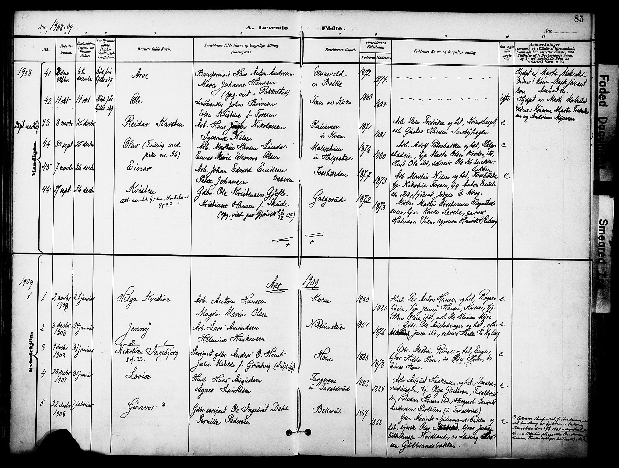Østre Toten prestekontor, AV/SAH-PREST-104/H/Ha/Haa/L0009: Parish register (official) no. 9, 1897-1913, p. 85