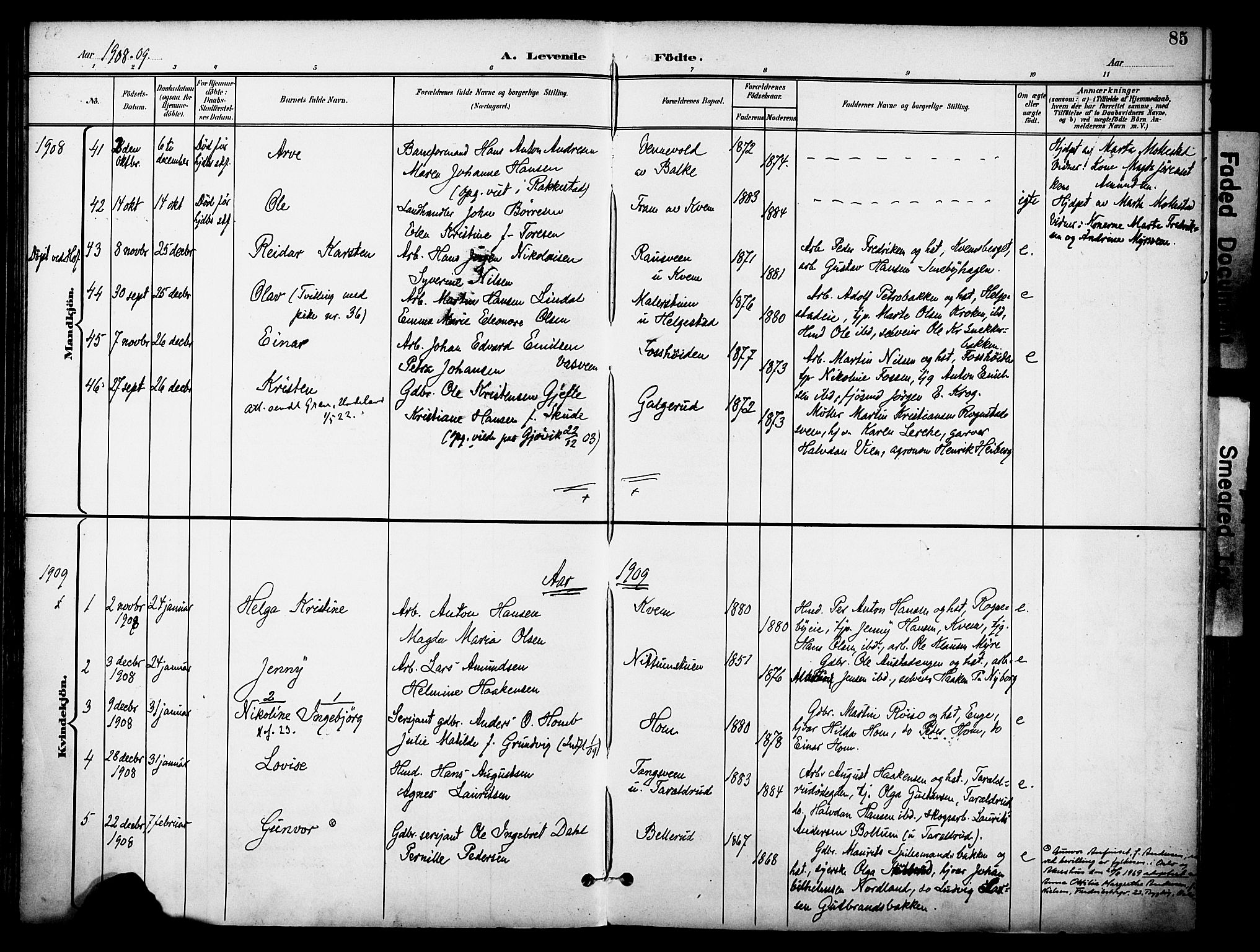 Østre Toten prestekontor, SAH/PREST-104/H/Ha/Haa/L0009: Parish register (official) no. 9, 1897-1913, p. 85