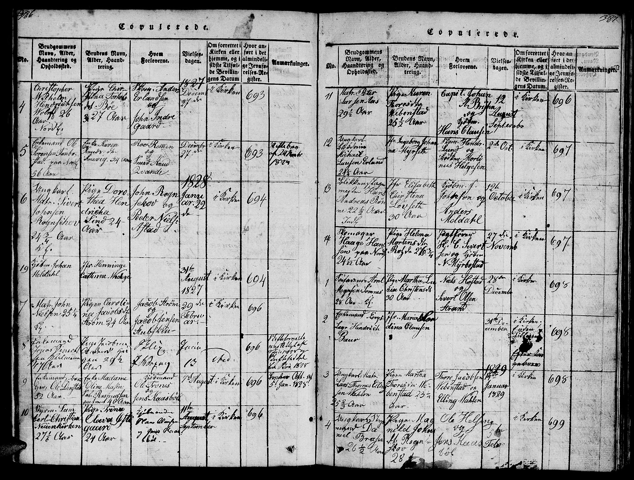 Ministerialprotokoller, klokkerbøker og fødselsregistre - Møre og Romsdal, SAT/A-1454/572/L0856: Parish register (copy) no. 572C01, 1819-1832, p. 386-387