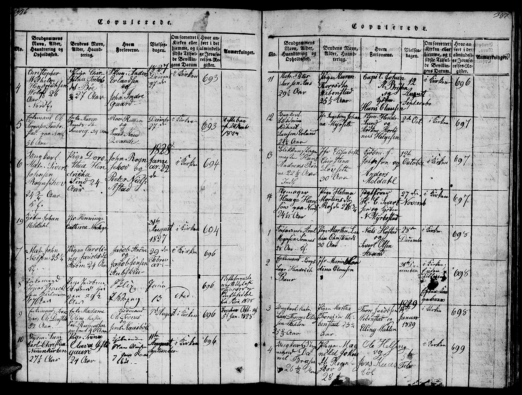 Ministerialprotokoller, klokkerbøker og fødselsregistre - Møre og Romsdal, AV/SAT-A-1454/572/L0856: Parish register (copy) no. 572C01, 1819-1832, p. 386-387