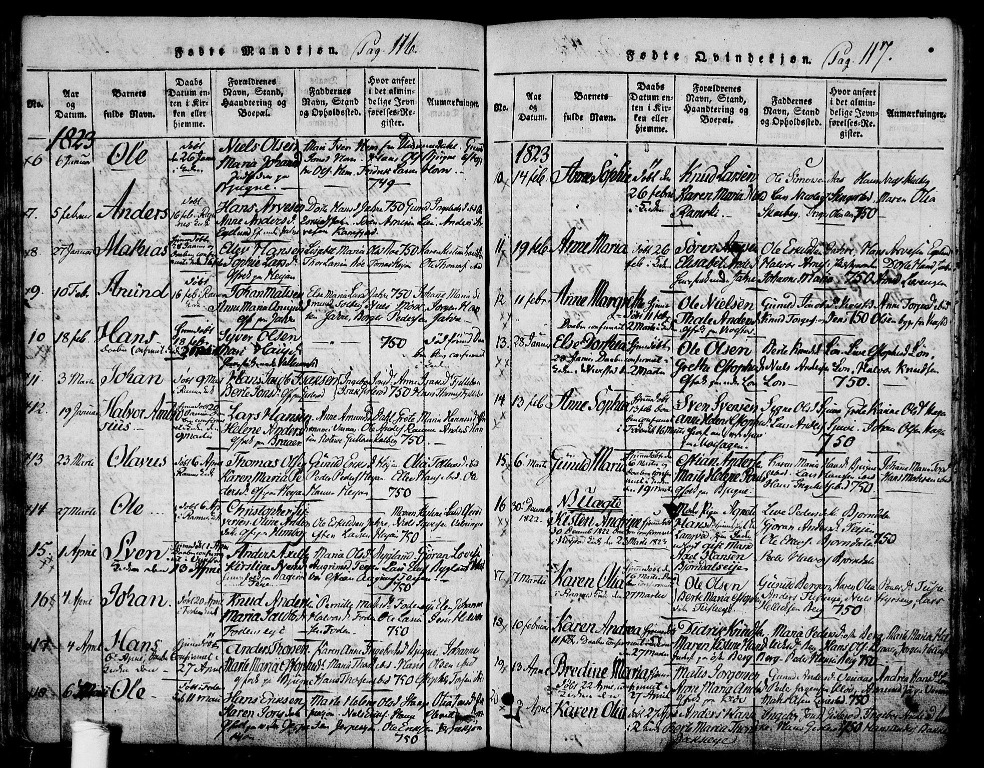 Ramnes kirkebøker, SAKO/A-314/F/Fa/L0004: Parish register (official) no. I 4, 1813-1840, p. 116-117