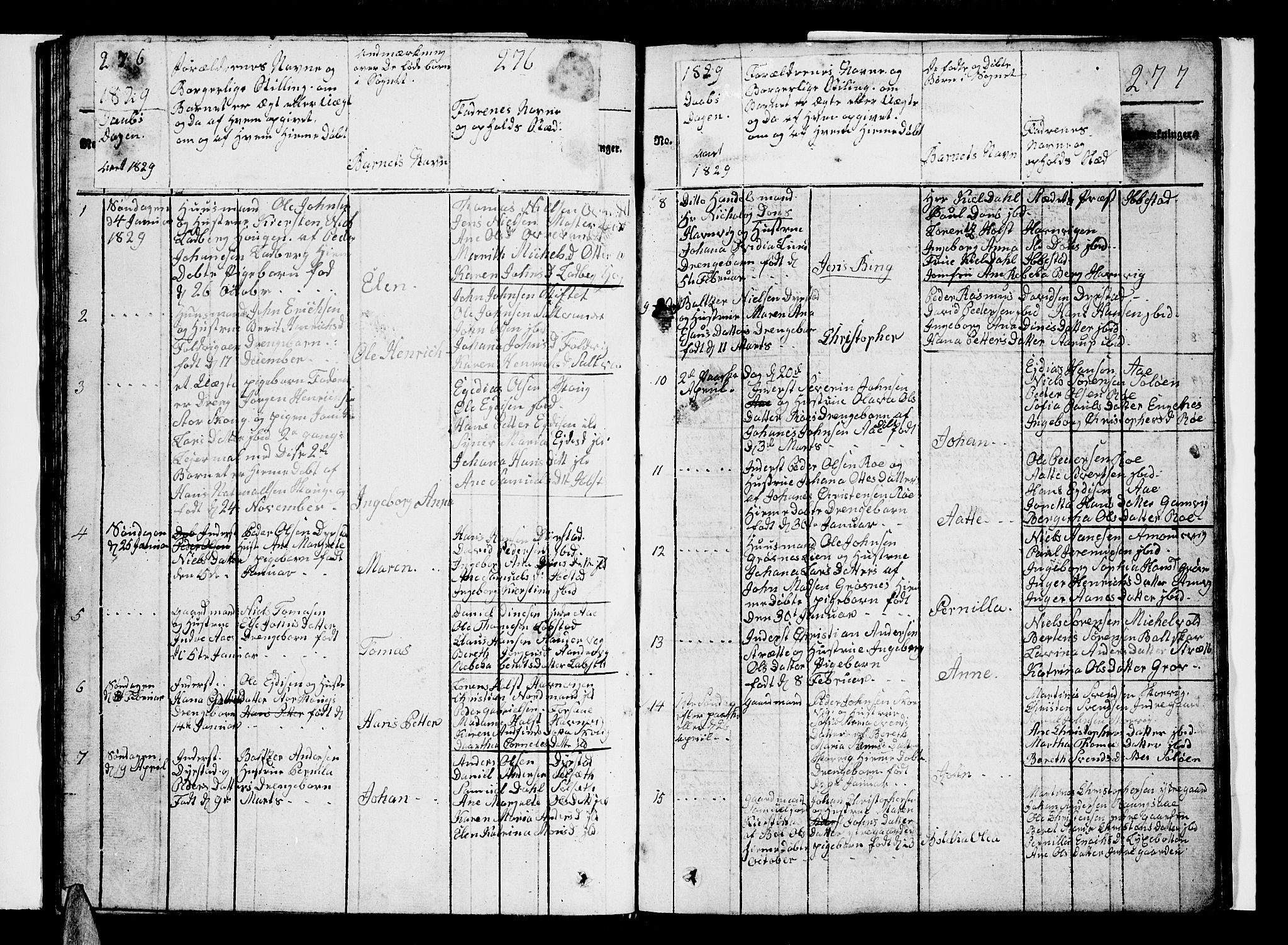 Ibestad sokneprestembete, AV/SATØ-S-0077/H/Ha/Hab/L0002klokker: Parish register (copy) no. 2, 1821-1833, p. 276-277