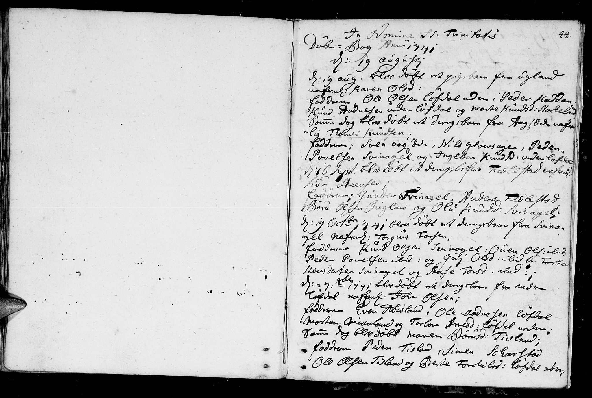 Holum sokneprestkontor, AV/SAK-1111-0022/F/Fa/Fab/L0001: Parish register (official) no. A 1, 1720-1752, p. 44