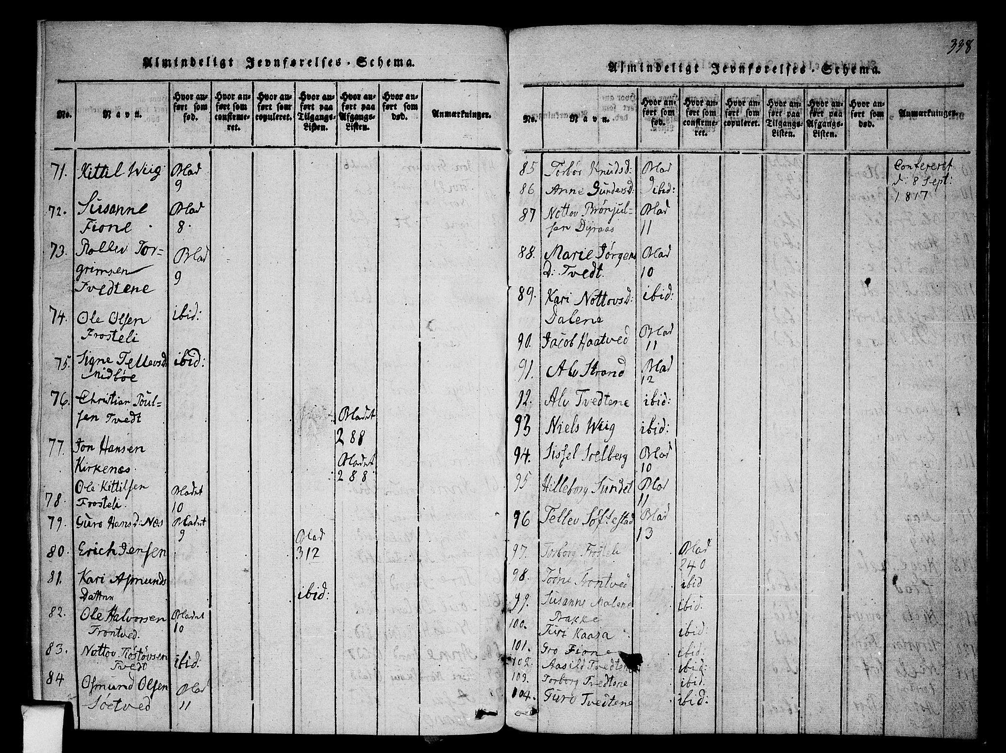 Nissedal kirkebøker, AV/SAKO-A-288/F/Fa/L0002: Parish register (official) no. I 2, 1814-1845, p. 338