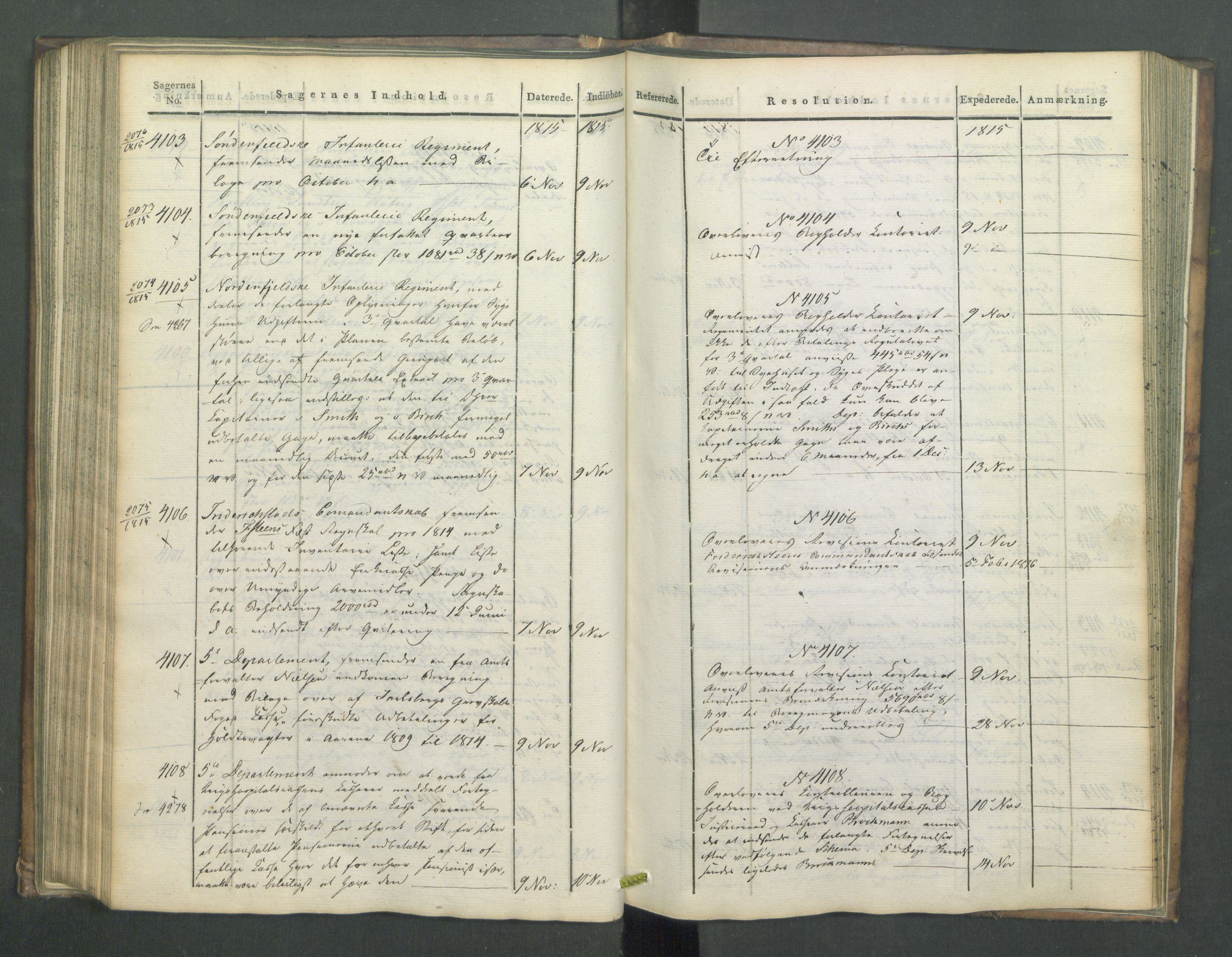 Armédepartementet, RA/RAFA-3493/C/Ca/L0006: 6. Departements Journal, 1815