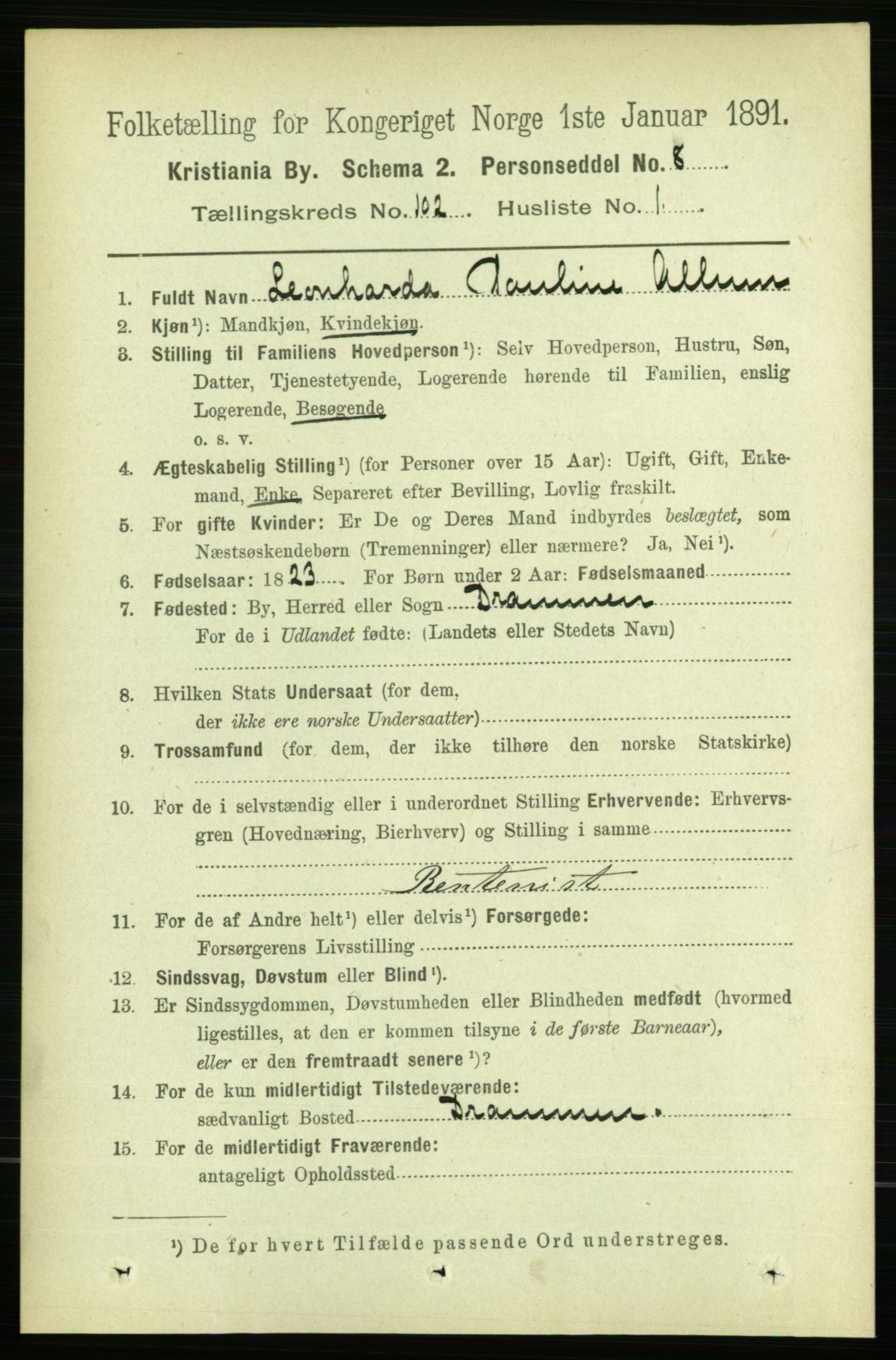 RA, 1891 census for 0301 Kristiania, 1891, p. 50627