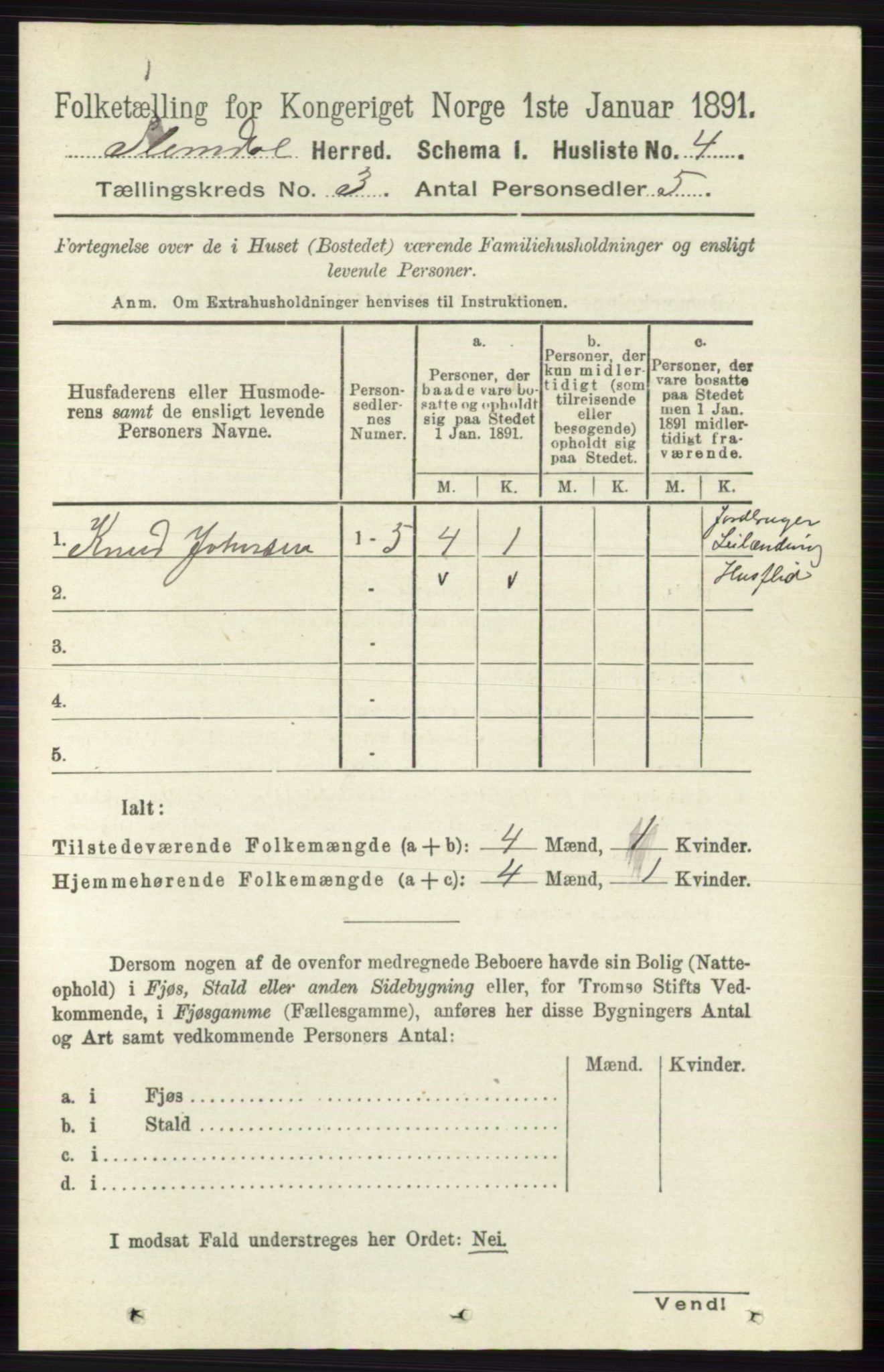 RA, 1891 census for 0811 Slemdal, 1891, p. 708