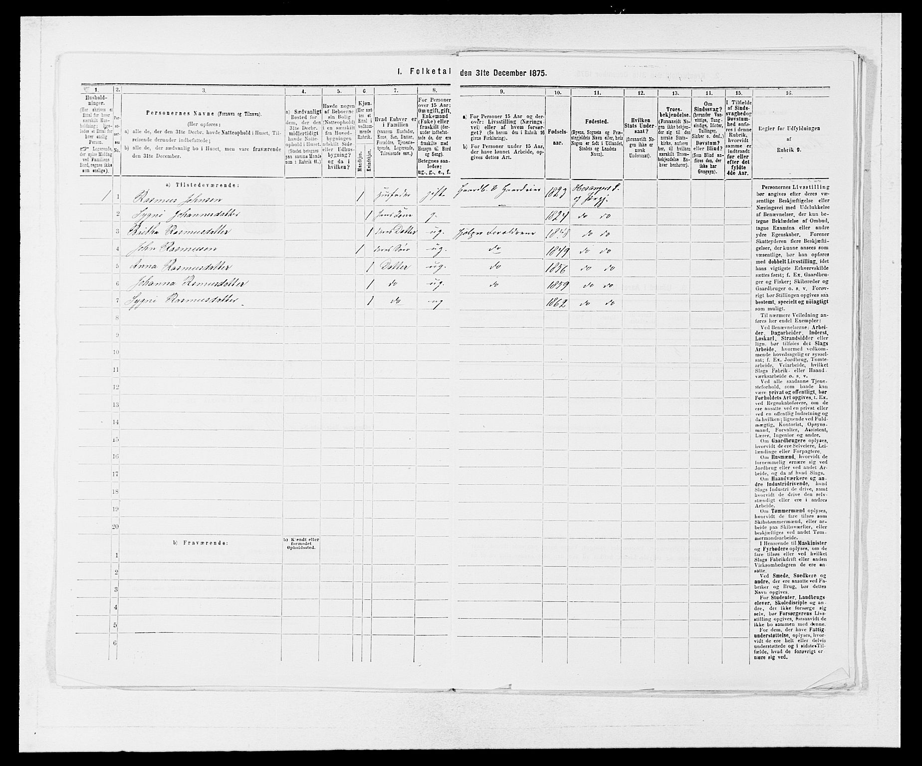 SAB, 1875 census for 1253P Hosanger, 1875, p. 780