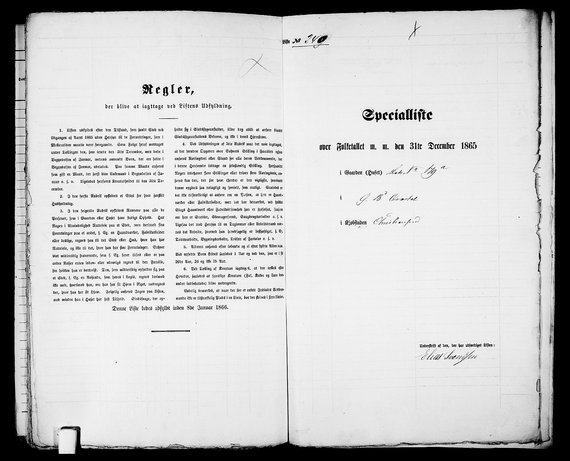 RA, 1865 census for Kristiansand, 1865, p. 516