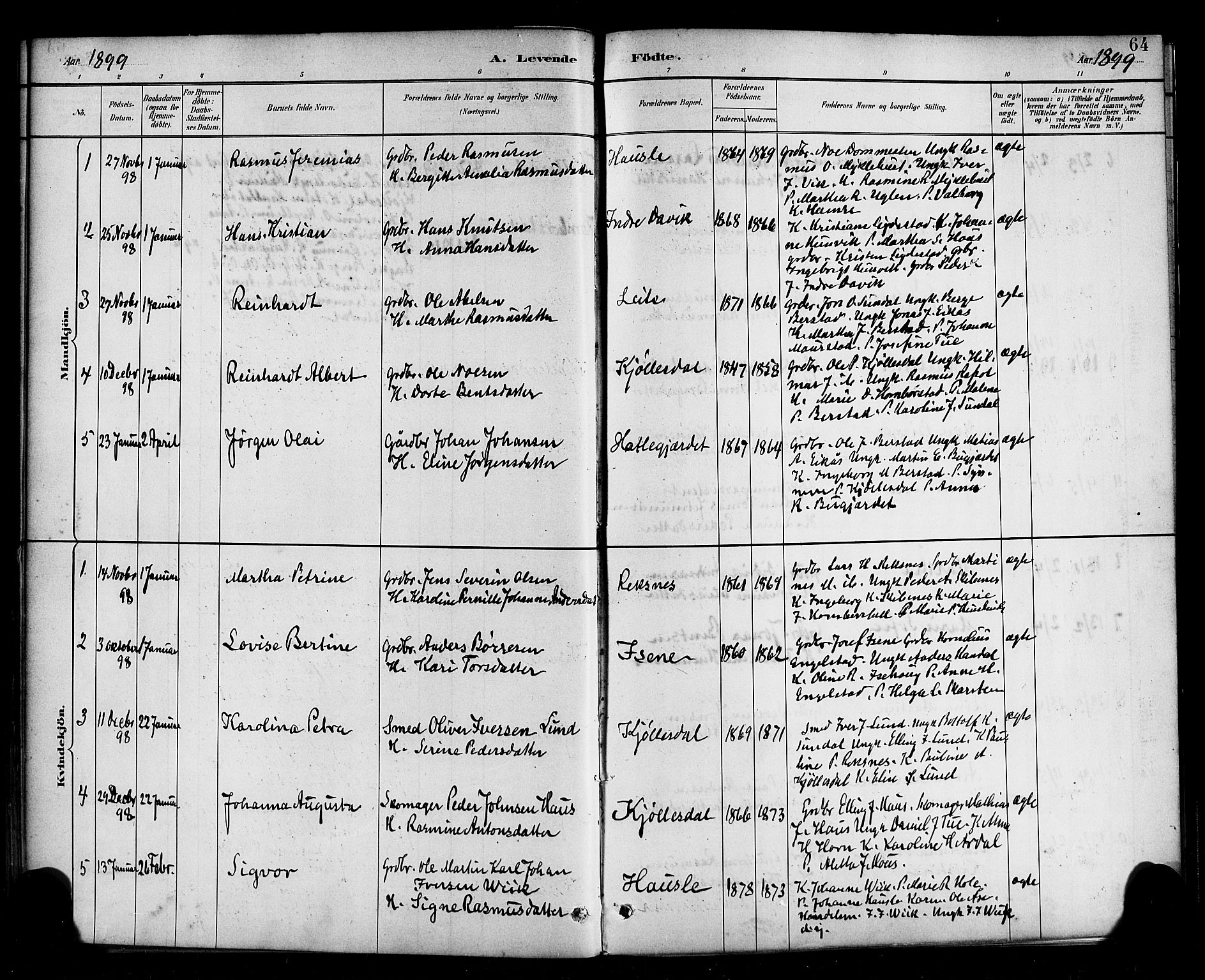 Davik sokneprestembete, SAB/A-79701/H/Haa/Haab/L0001: Parish register (official) no. B 1, 1882-1900, p. 64