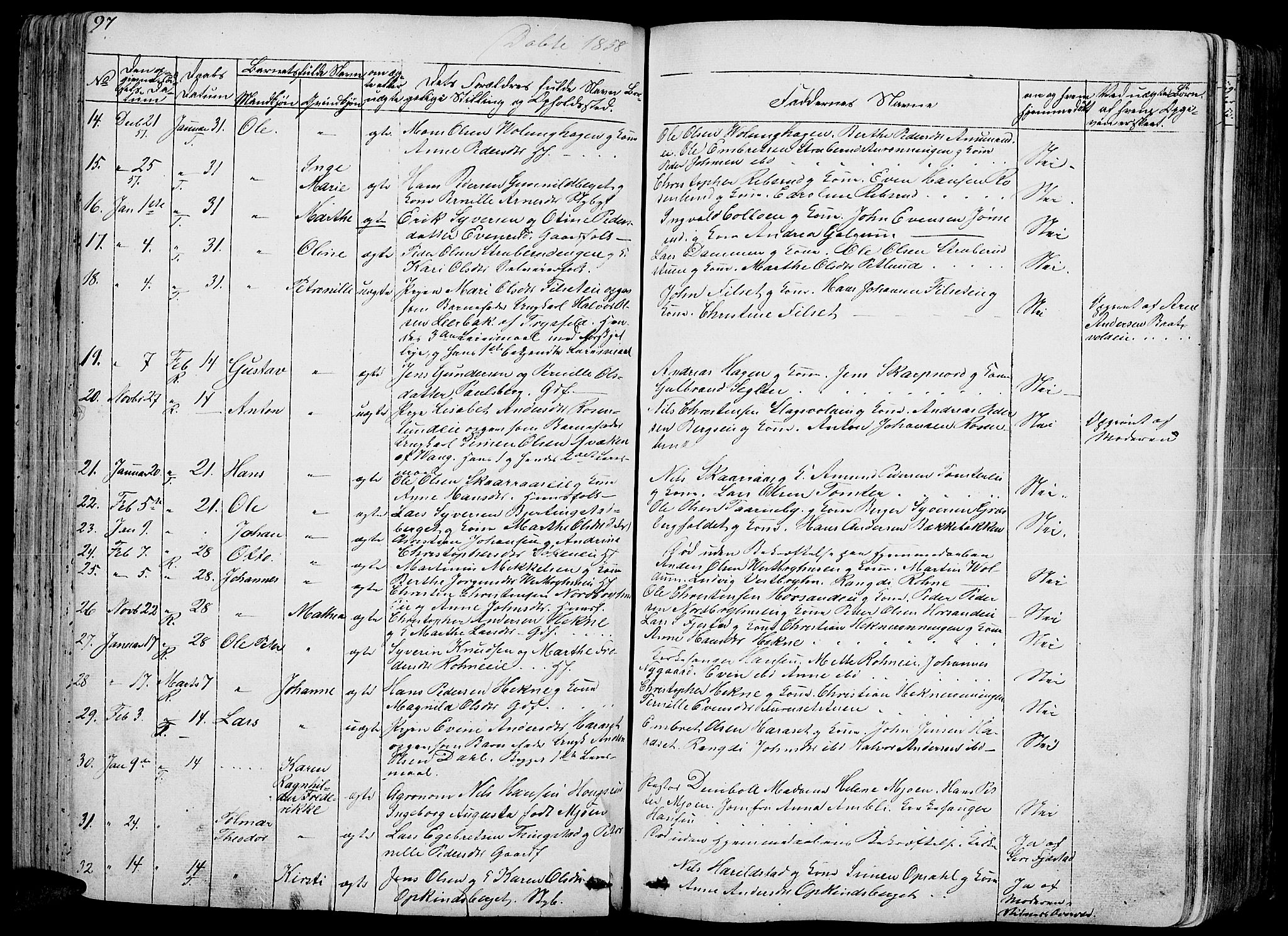 Romedal prestekontor, SAH/PREST-004/L/L0009: Parish register (copy) no. 9, 1846-1866, p. 97