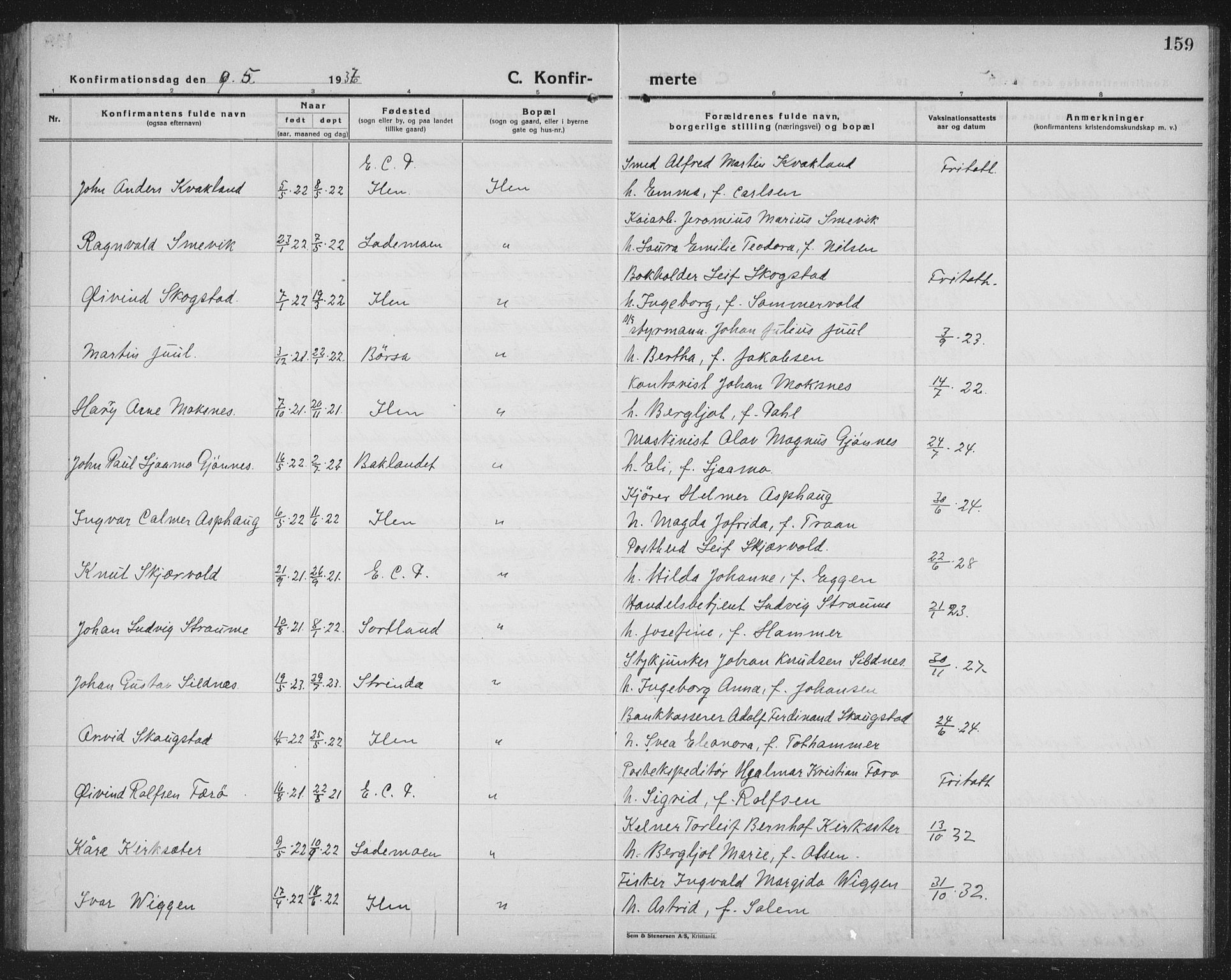 Ministerialprotokoller, klokkerbøker og fødselsregistre - Sør-Trøndelag, SAT/A-1456/603/L0175: Parish register (copy) no. 603C03, 1923-1941, p. 159
