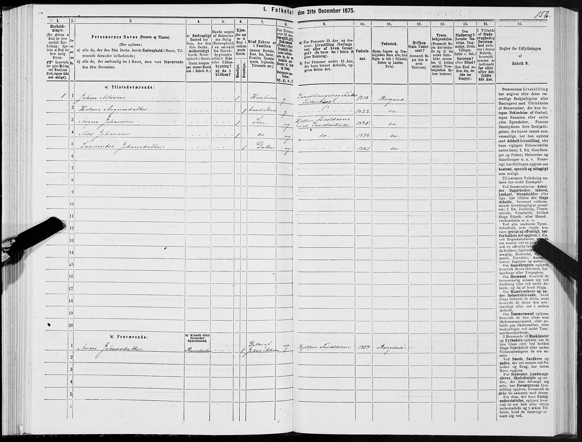 SAT, 1875 census for 1531P Borgund, 1875, p. 7156