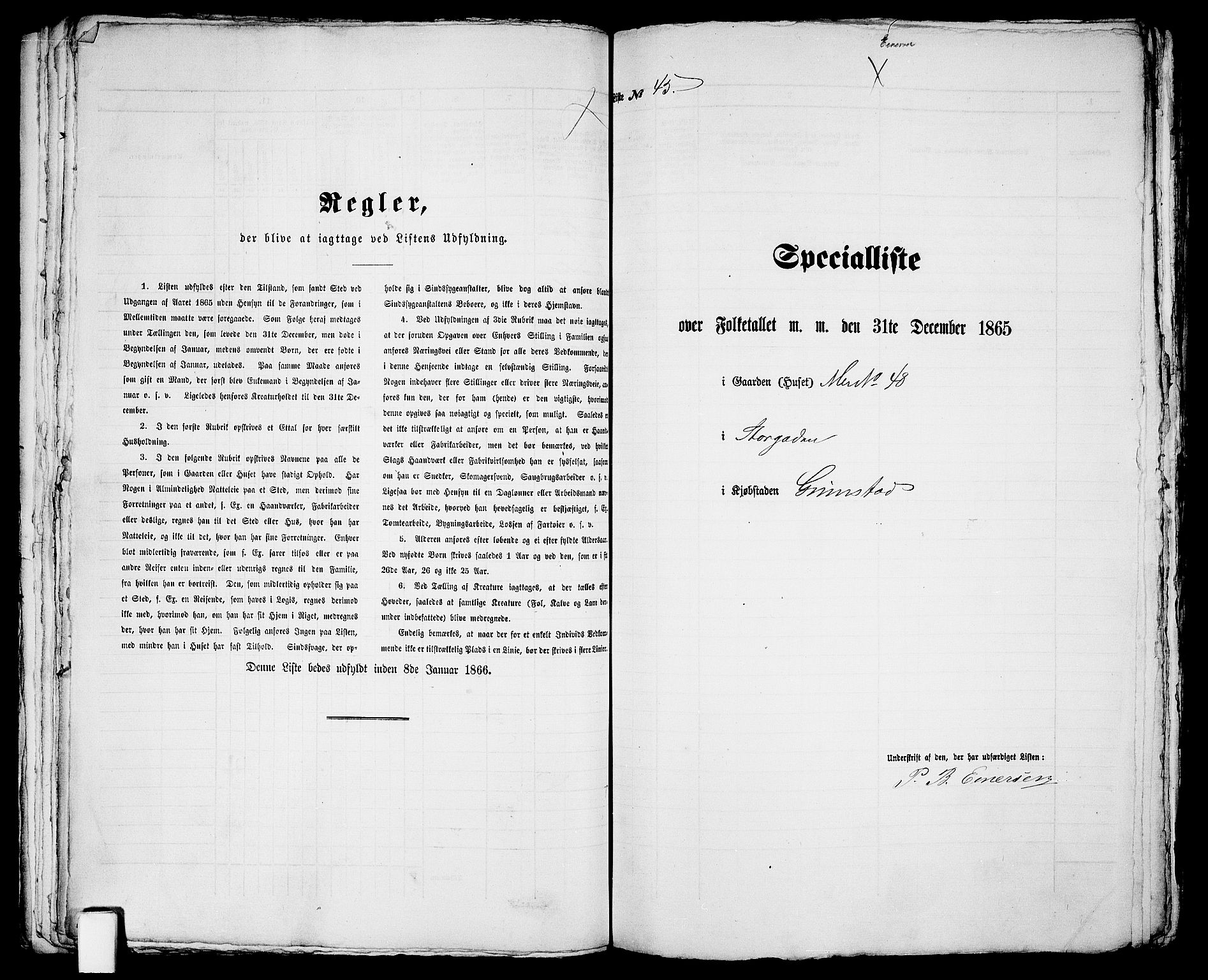 RA, 1865 census for Fjære/Grimstad, 1865, p. 96