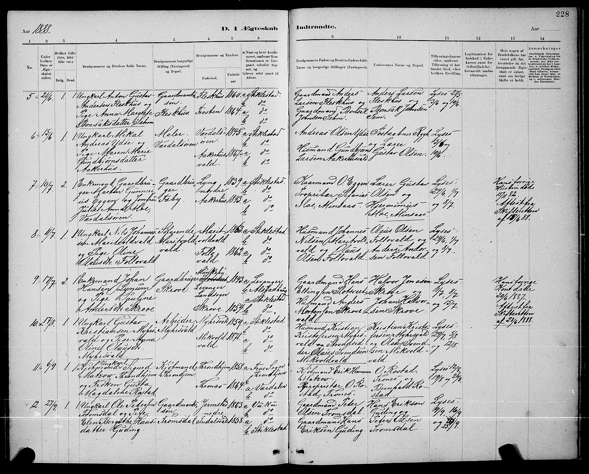 Ministerialprotokoller, klokkerbøker og fødselsregistre - Nord-Trøndelag, SAT/A-1458/723/L0256: Parish register (copy) no. 723C04, 1879-1890, p. 228