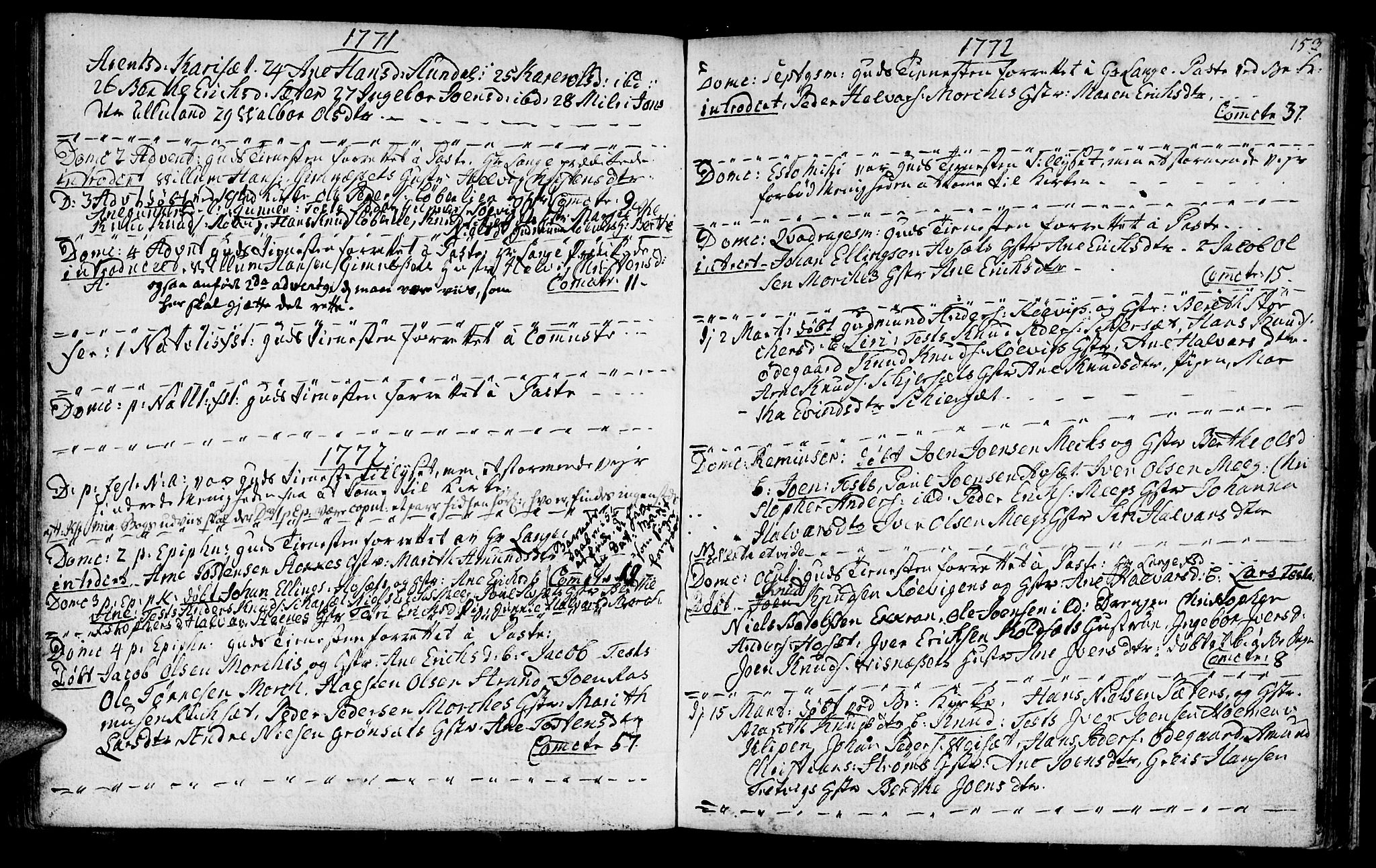 Ministerialprotokoller, klokkerbøker og fødselsregistre - Møre og Romsdal, SAT/A-1454/568/L0798: Parish register (official) no. 568A07, 1753-1780, p. 152-153