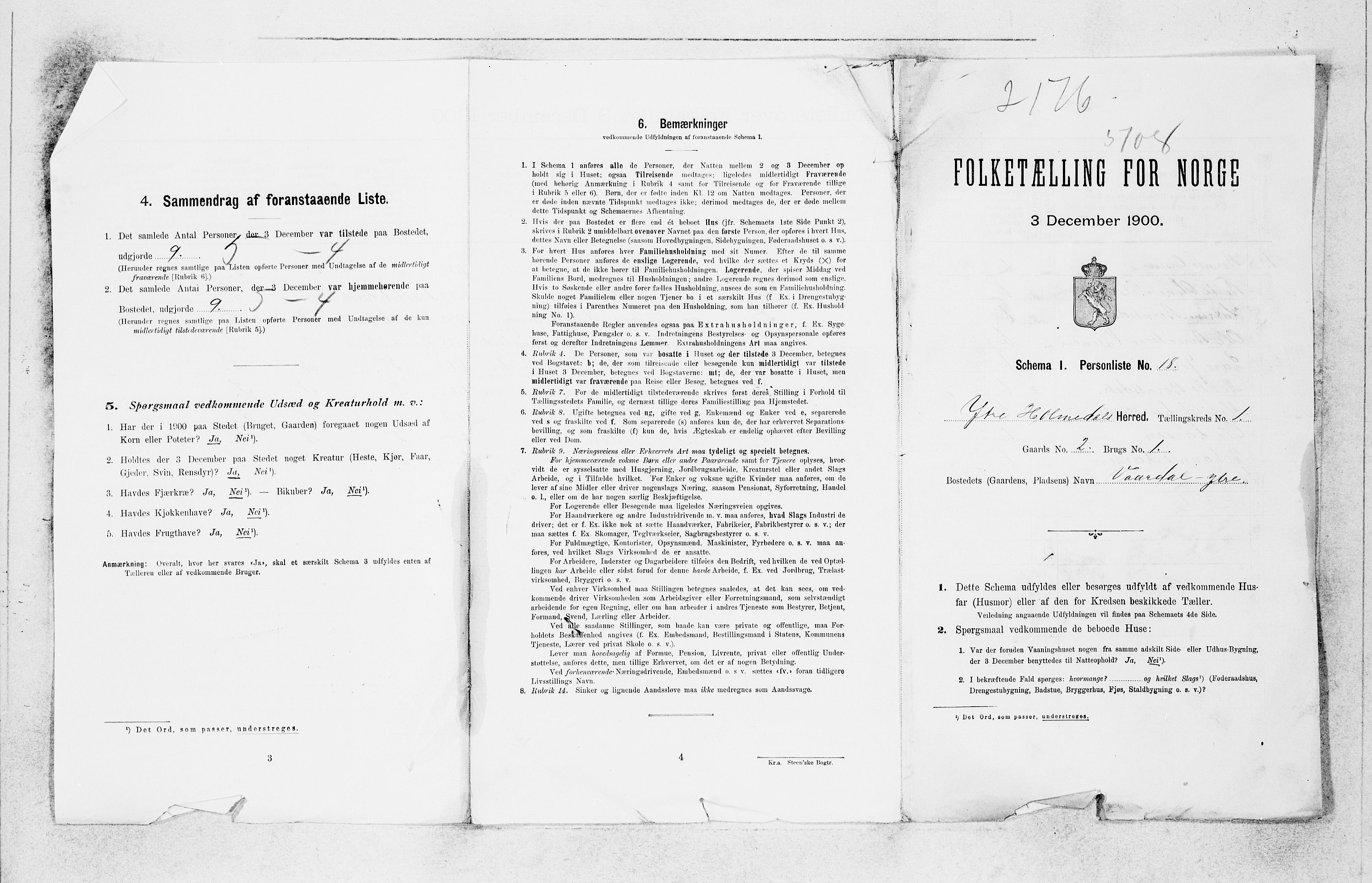 SAB, 1900 census for Ytre Holmedal, 1900, p. 44