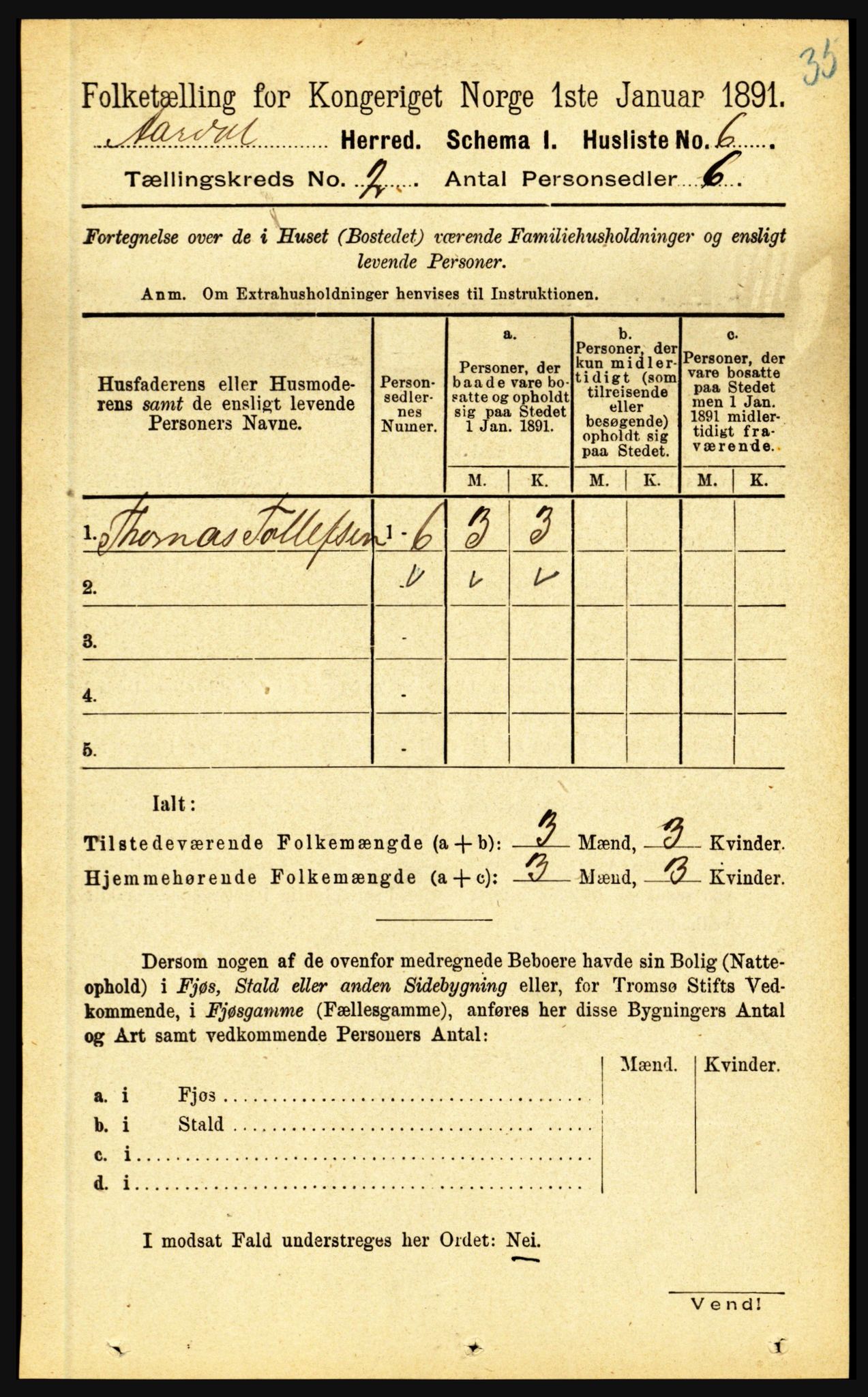 RA, 1891 census for 1424 Årdal, 1891, p. 132