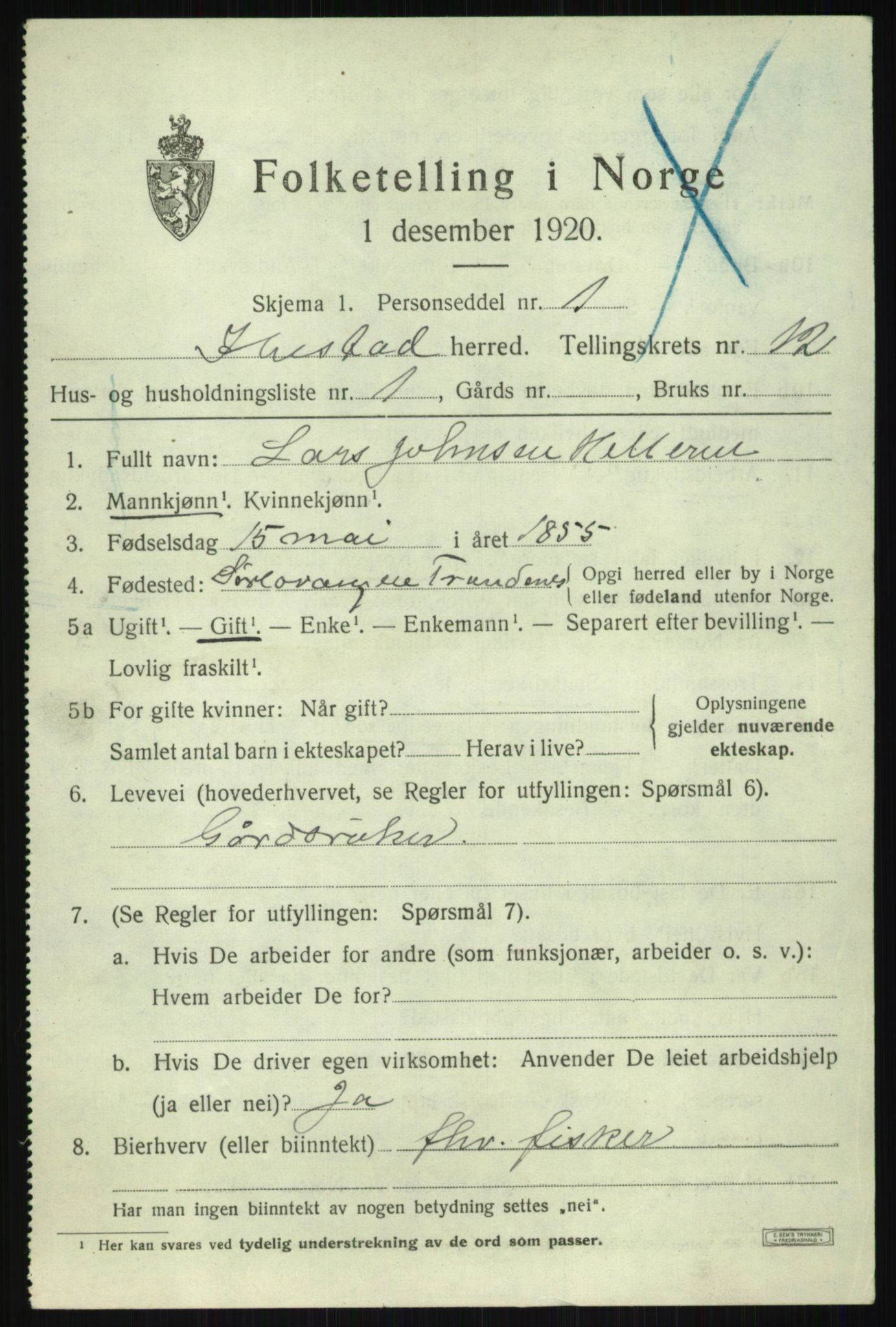 SATØ, 1920 census for Ibestad, 1920, p. 6385