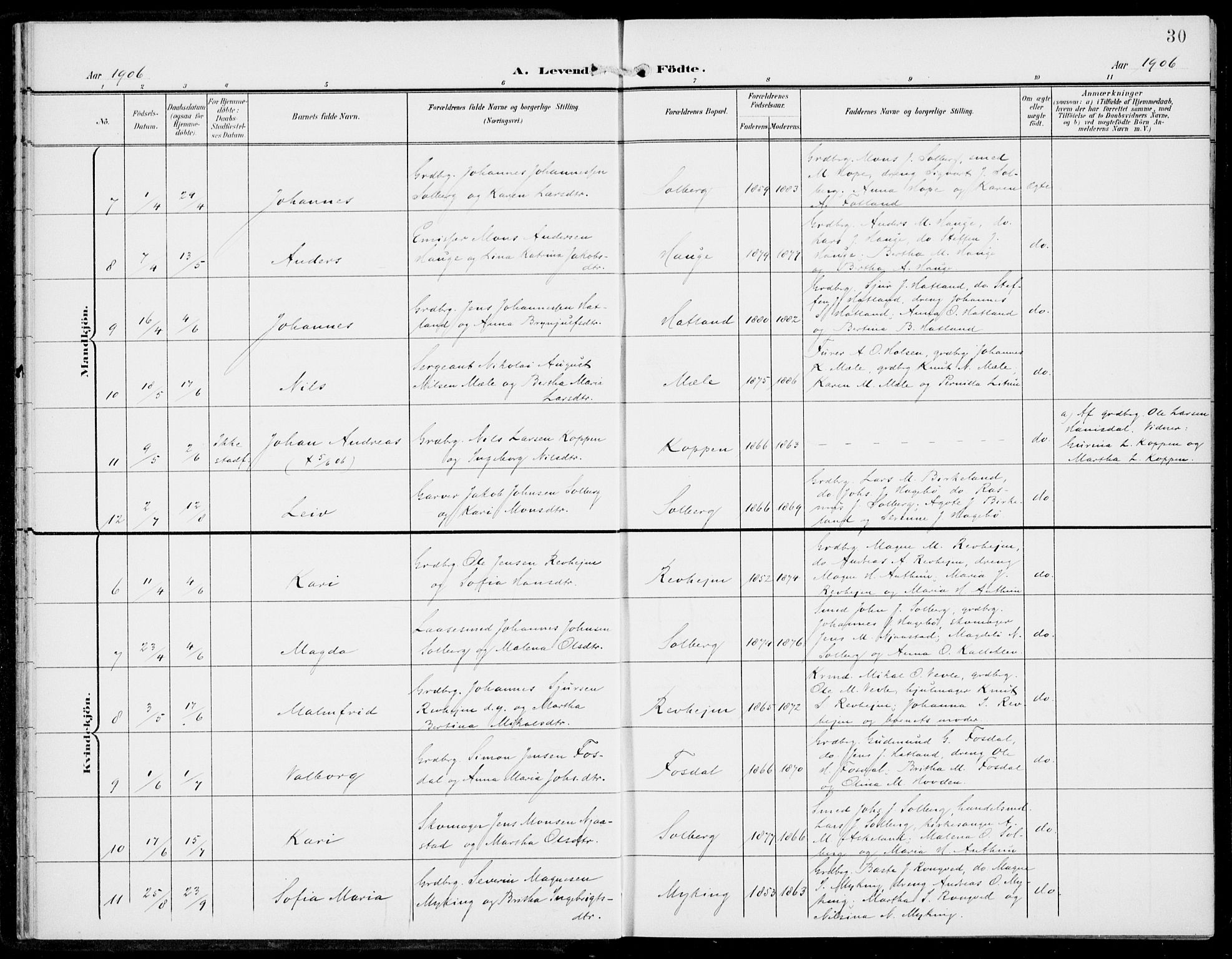 Haus sokneprestembete, SAB/A-75601/H/Haa: Parish register (official) no. C  2, 1900-1915, p. 30
