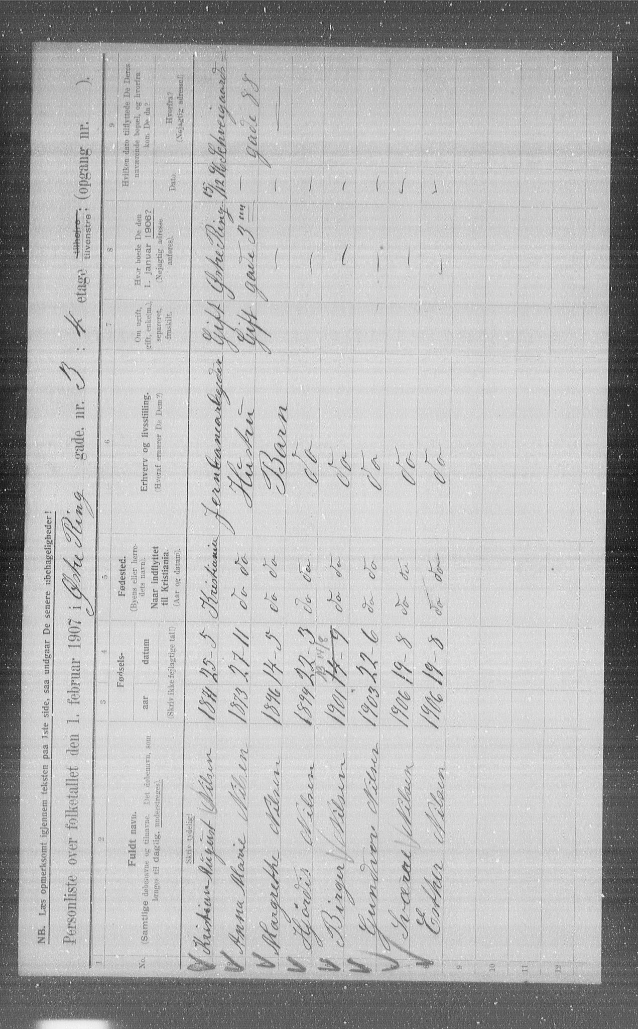 OBA, Municipal Census 1907 for Kristiania, 1907, p. 65789