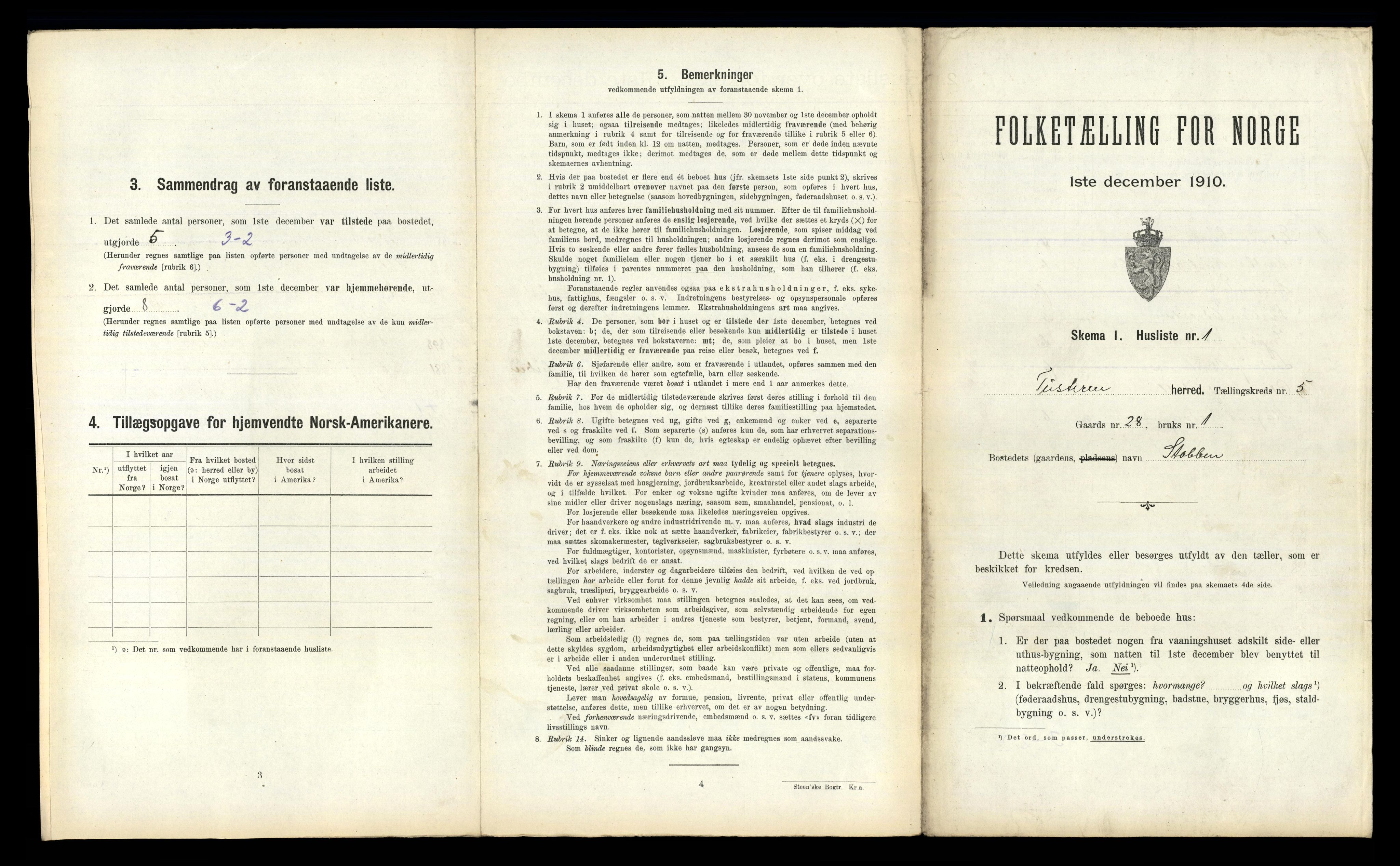 RA, 1910 census for Tustna, 1910, p. 360