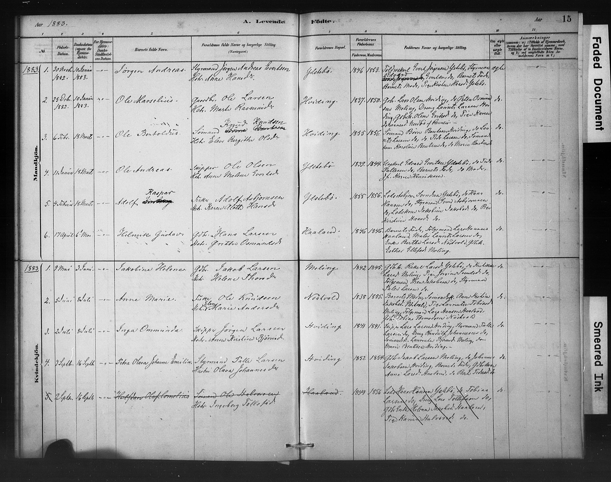 Rennesøy sokneprestkontor, SAST/A -101827/H/Ha/Haa/L0011: Parish register (official) no. A 11, 1878-1887, p. 15
