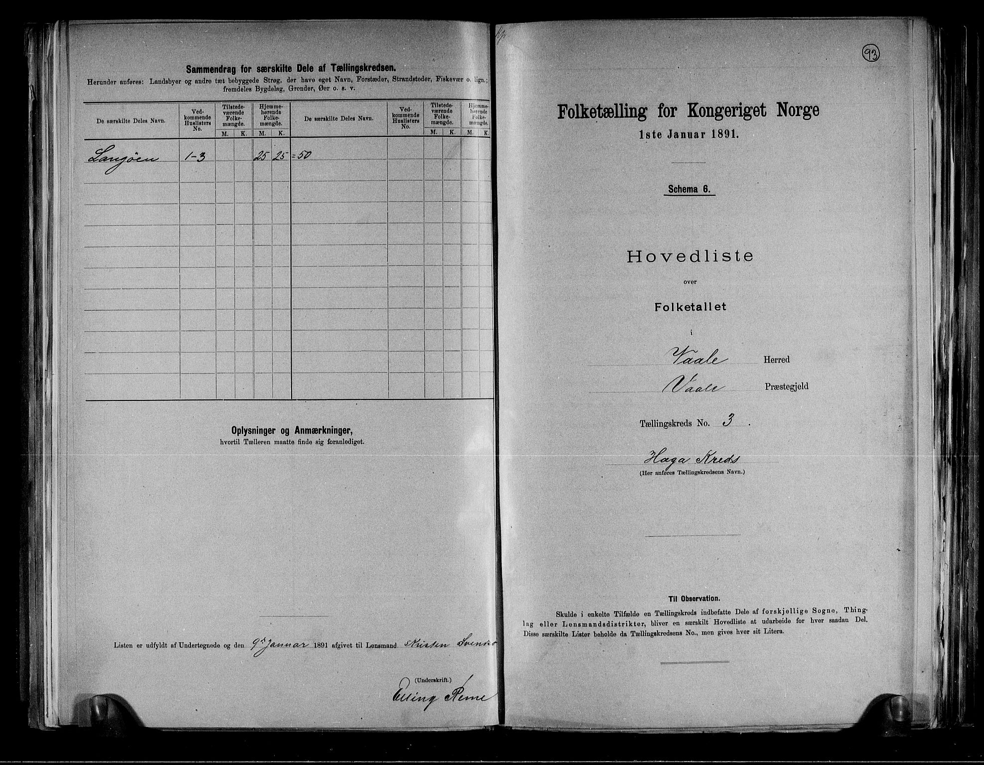 RA, 1891 census for 0716 Våle, 1891, p. 8