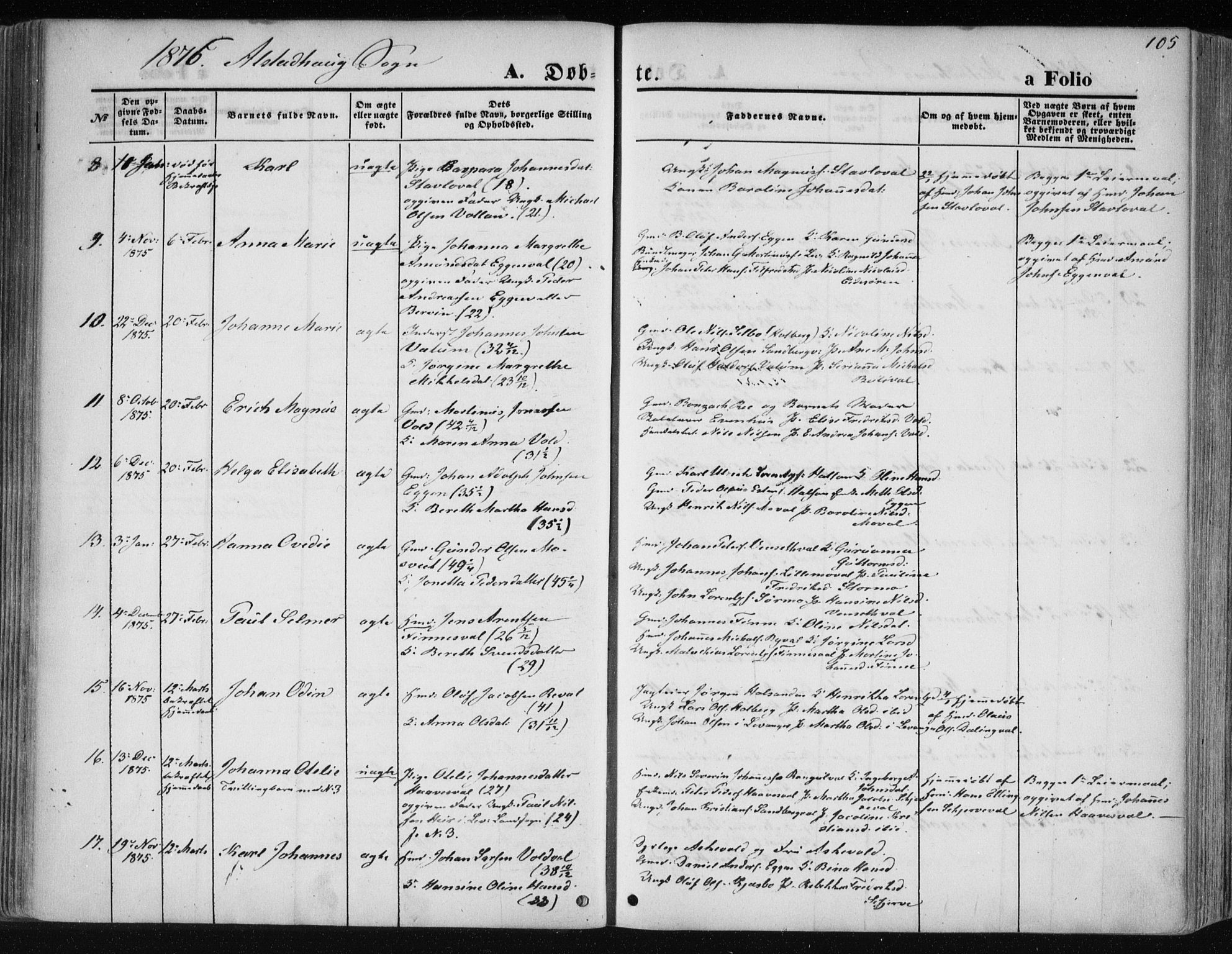 Ministerialprotokoller, klokkerbøker og fødselsregistre - Nord-Trøndelag, SAT/A-1458/717/L0157: Parish register (official) no. 717A08 /1, 1863-1877, p. 105