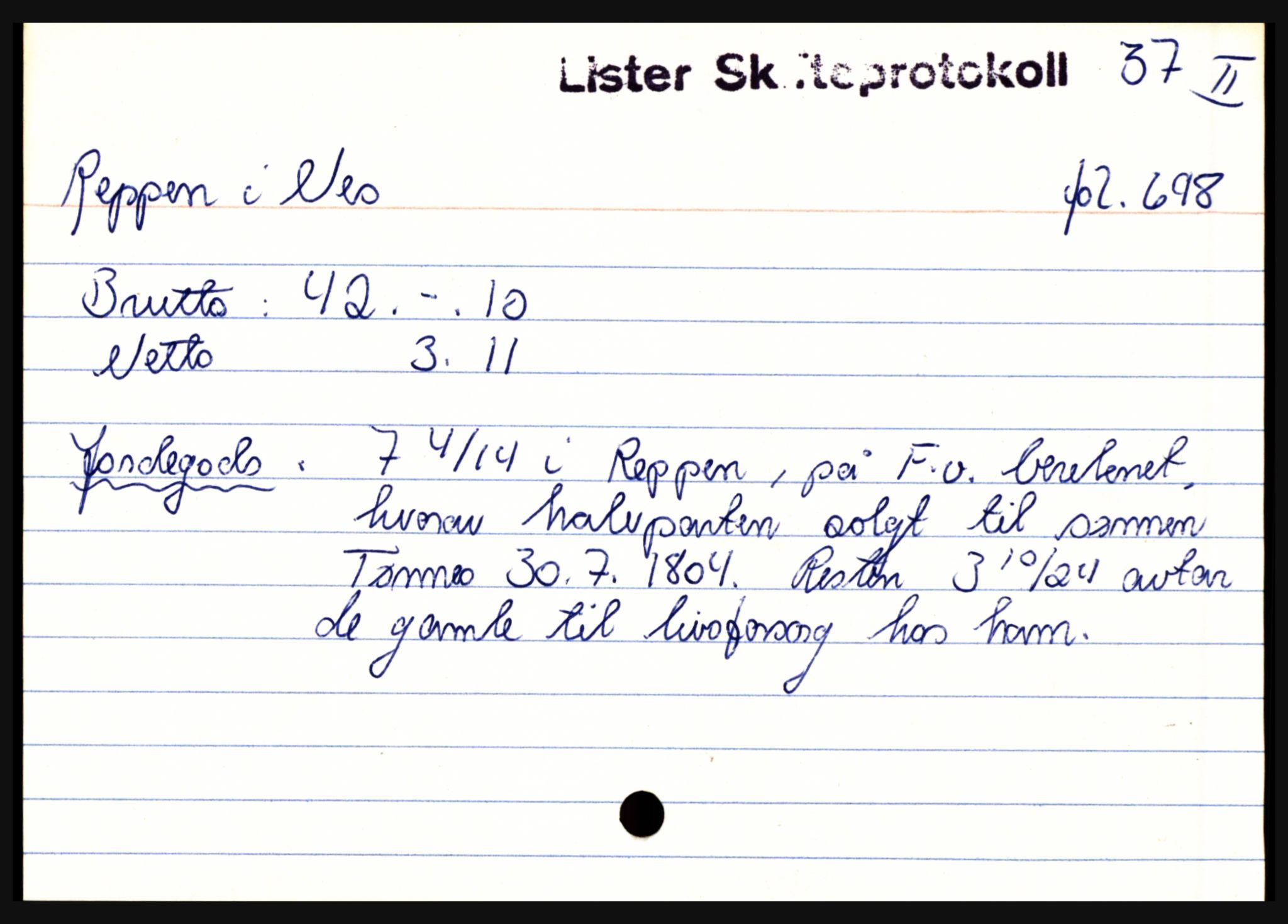 Lister sorenskriveri, AV/SAK-1221-0003/H, p. 30009