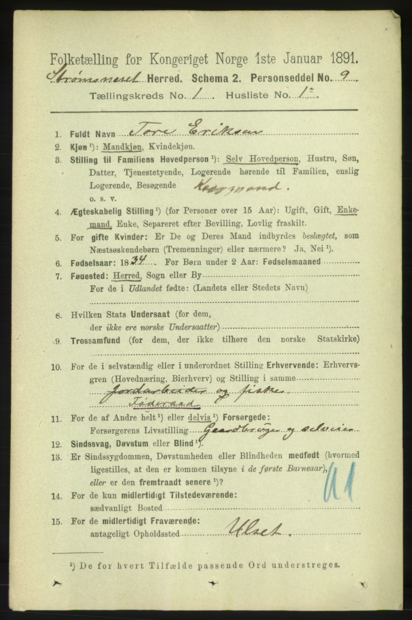 RA, 1891 census for 1559 Straumsnes, 1891, p. 51