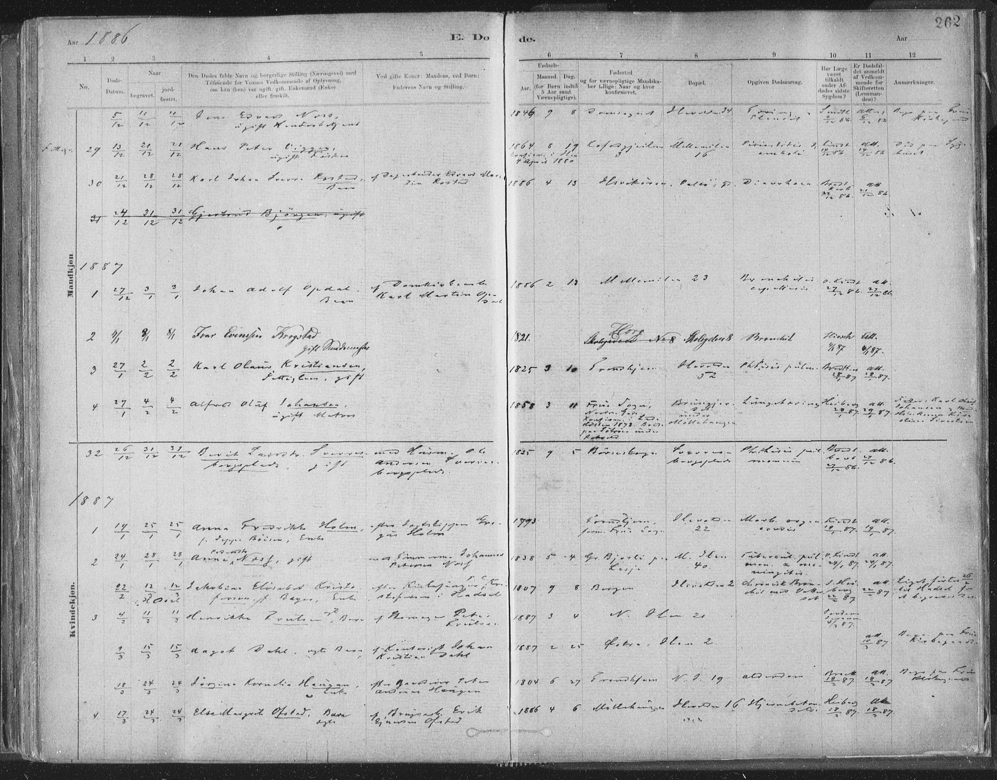 Ministerialprotokoller, klokkerbøker og fødselsregistre - Sør-Trøndelag, SAT/A-1456/603/L0162: Parish register (official) no. 603A01, 1879-1895, p. 262