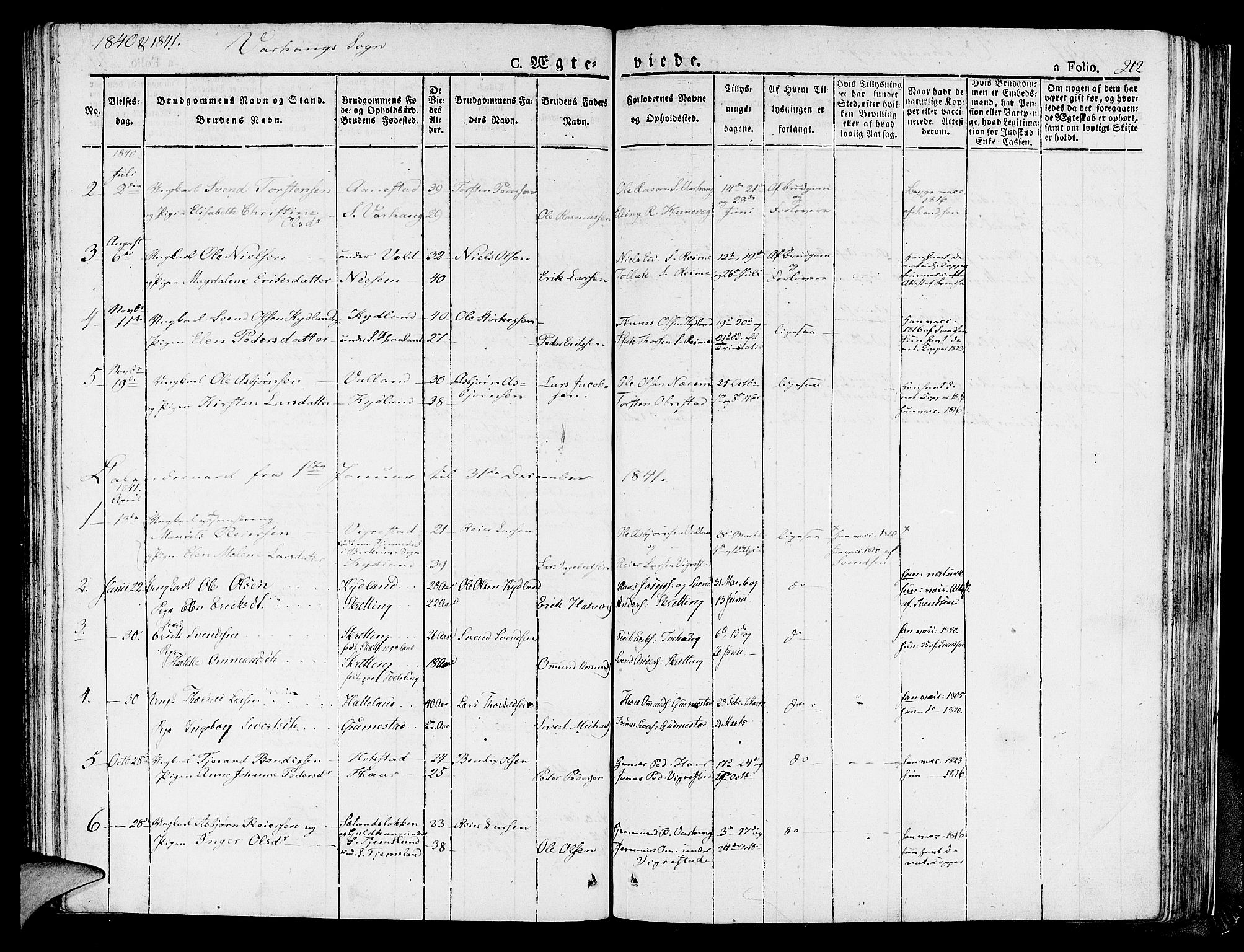 Hå sokneprestkontor, AV/SAST-A-101801/001/30BA/L0004: Parish register (official) no. A 4.1 /2, 1826-1841, p. 212