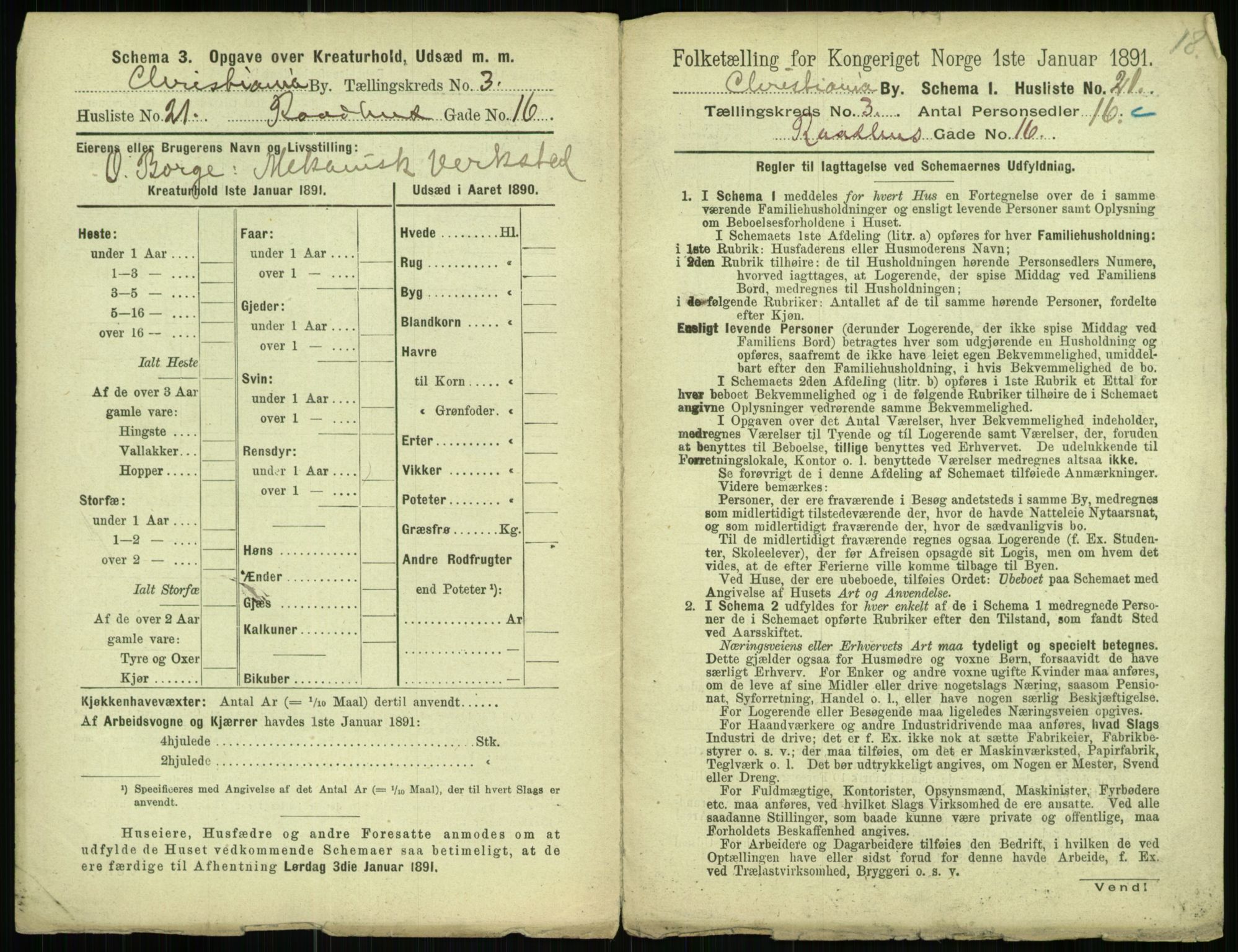 RA, 1891 census for 0301 Kristiania, 1891, p. 1223