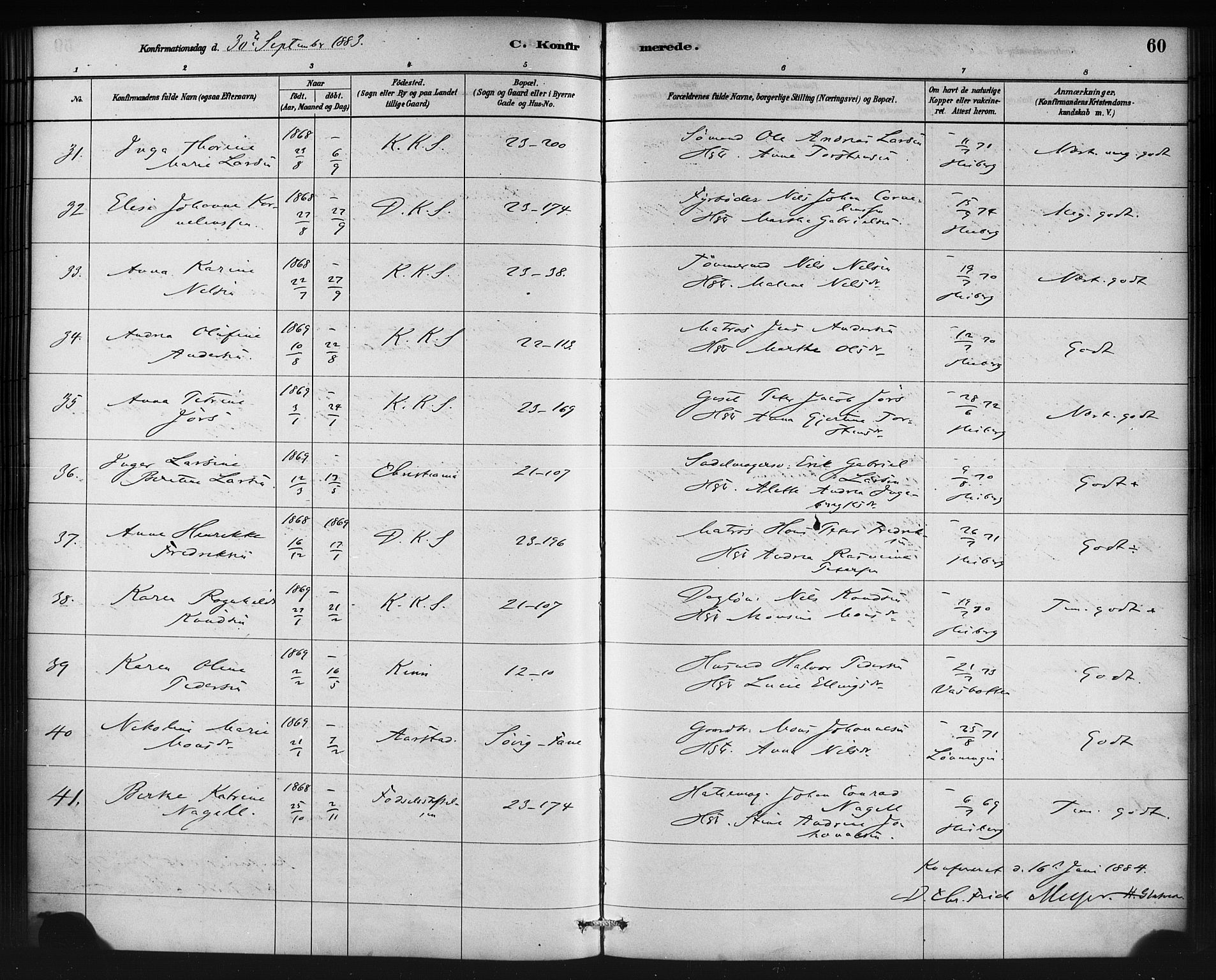 Korskirken sokneprestembete, AV/SAB-A-76101/H/Haa/L0029: Parish register (official) no. C 5, 1880-1892, p. 60