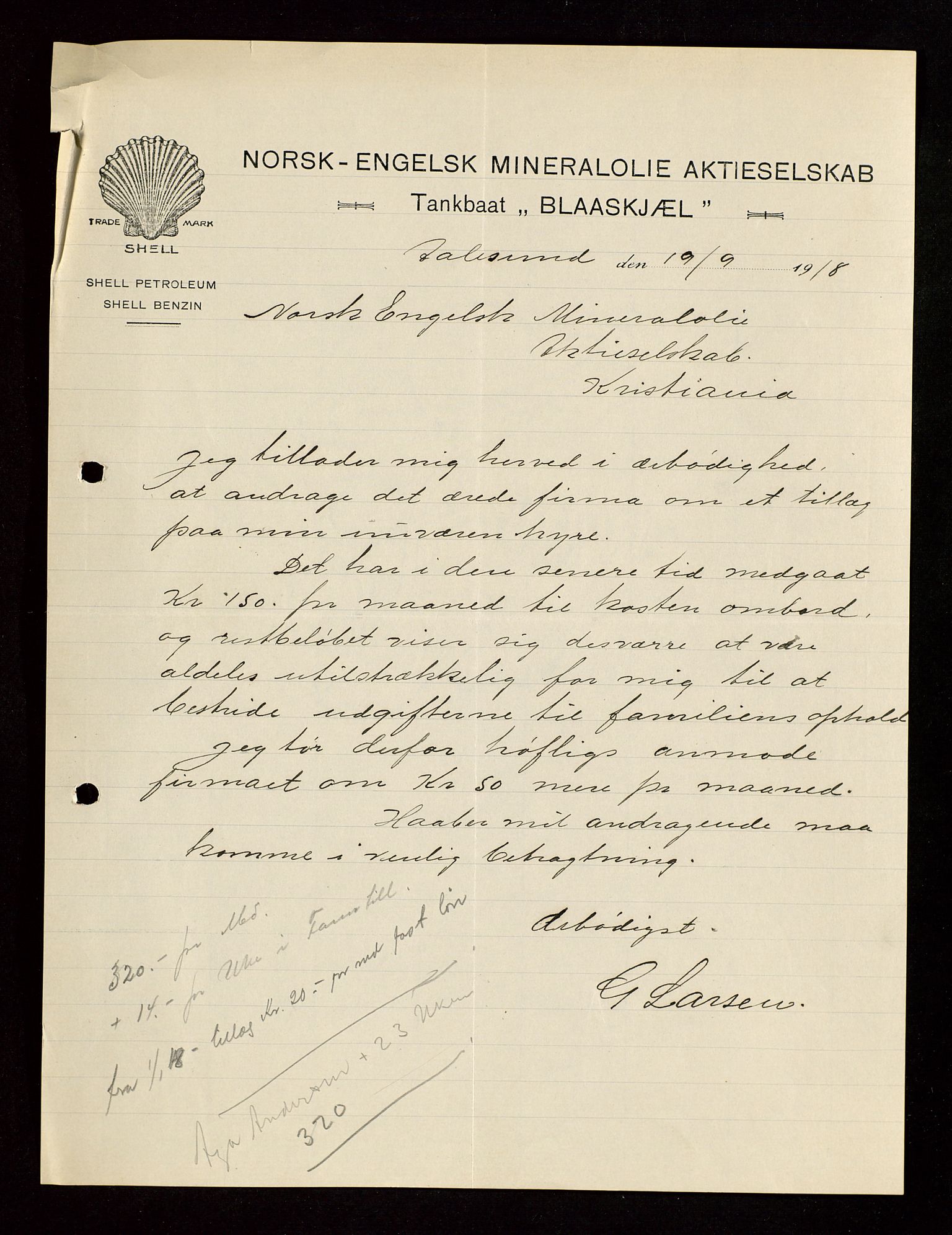 Pa 1521 - A/S Norske Shell, AV/SAST-A-101915/E/Ea/Eaa/L0003: Sjefskorrespondanse, 1918, p. 115