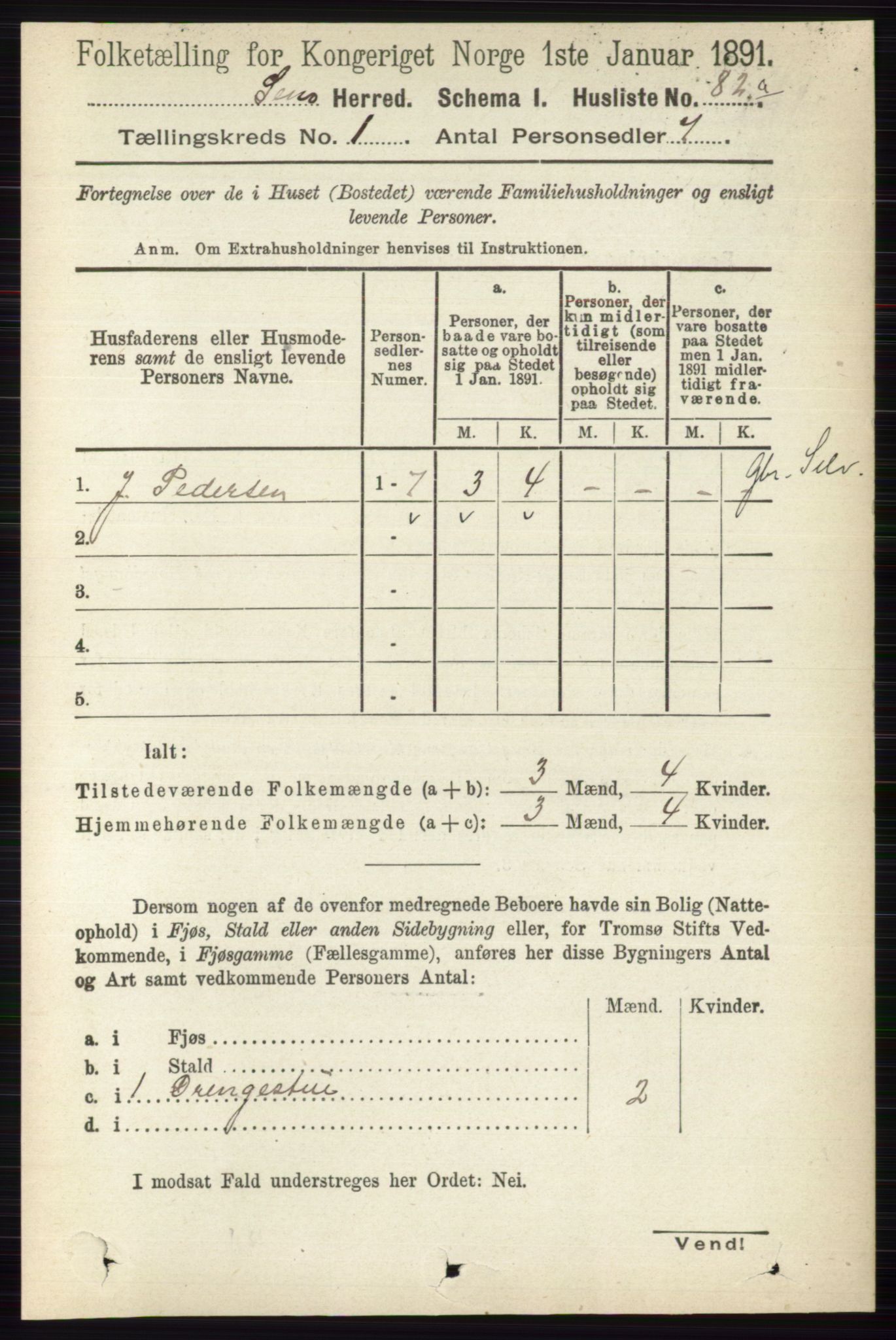 RA, 1891 census for 0721 Sem, 1891, p. 121