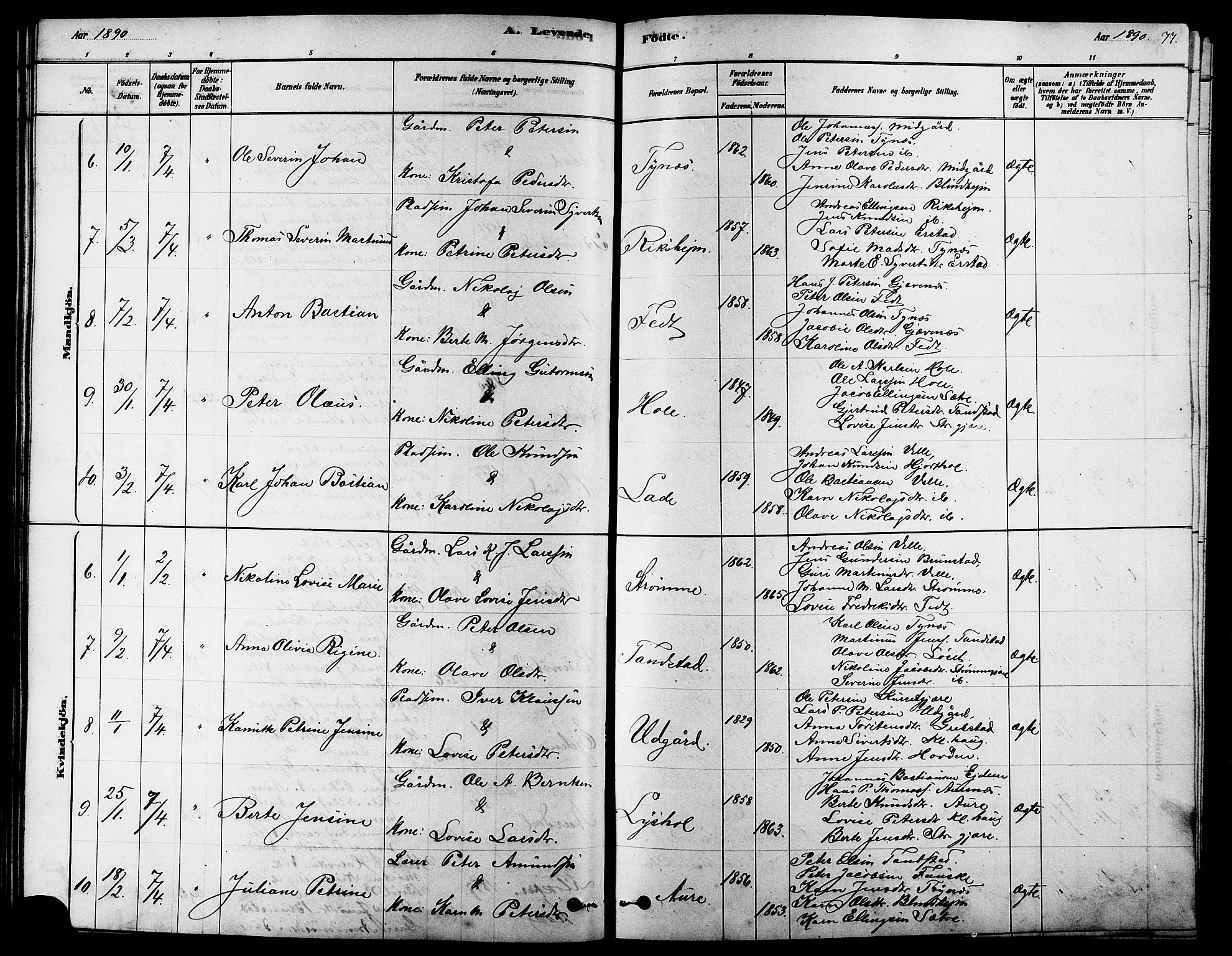 Ministerialprotokoller, klokkerbøker og fødselsregistre - Møre og Romsdal, AV/SAT-A-1454/523/L0339: Parish register (copy) no. 523C02, 1878-1891, p. 77