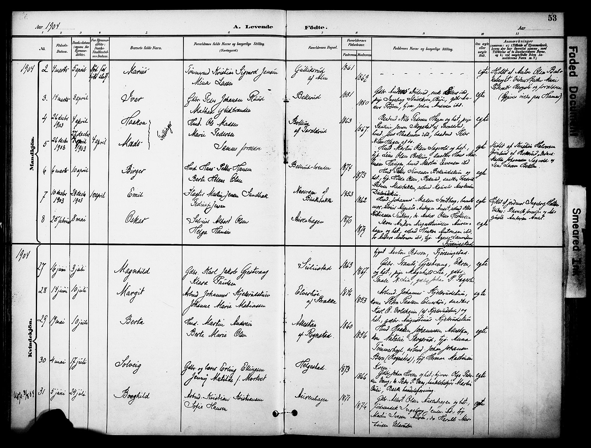 Østre Toten prestekontor, AV/SAH-PREST-104/H/Ha/Haa/L0009: Parish register (official) no. 9, 1897-1913, p. 53