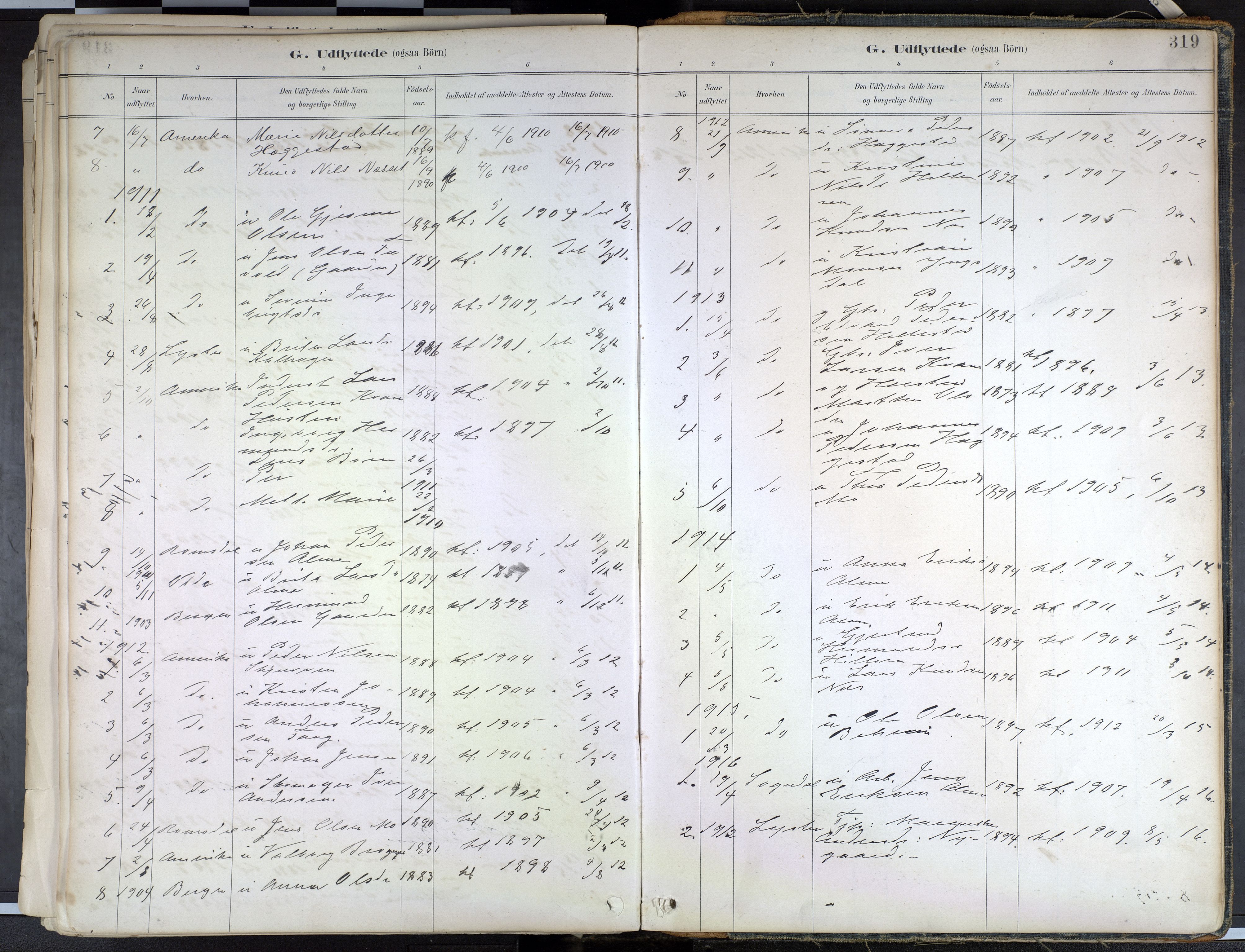 Hafslo sokneprestembete, SAB/A-80301/H/Haa/Haab/L0001: Parish register (official) no. B 1, 1886-1945, p. 319