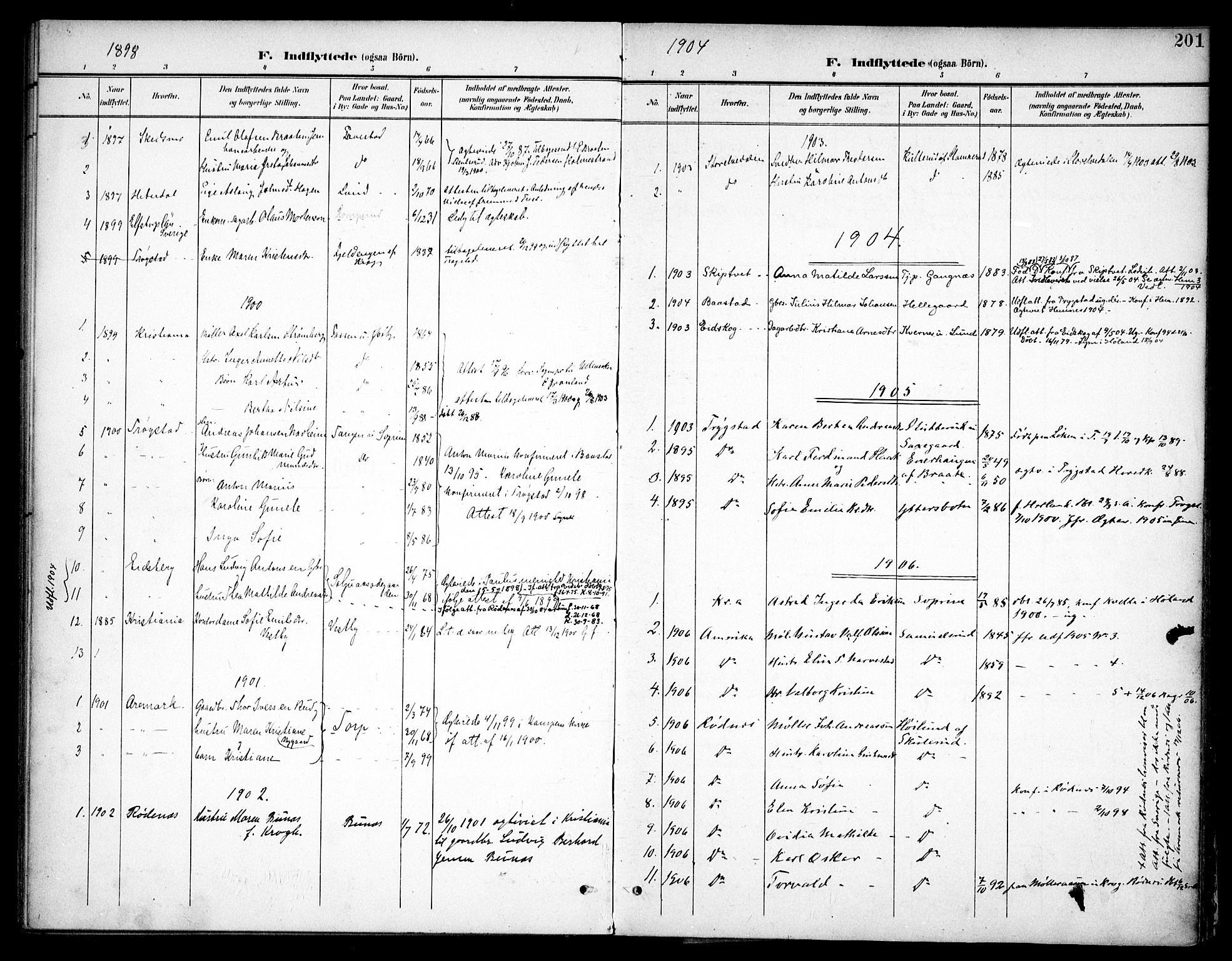 Høland prestekontor Kirkebøker, SAO/A-10346a/F/Fb/L0003: Parish register (official) no. II 3, 1897-1912, p. 201